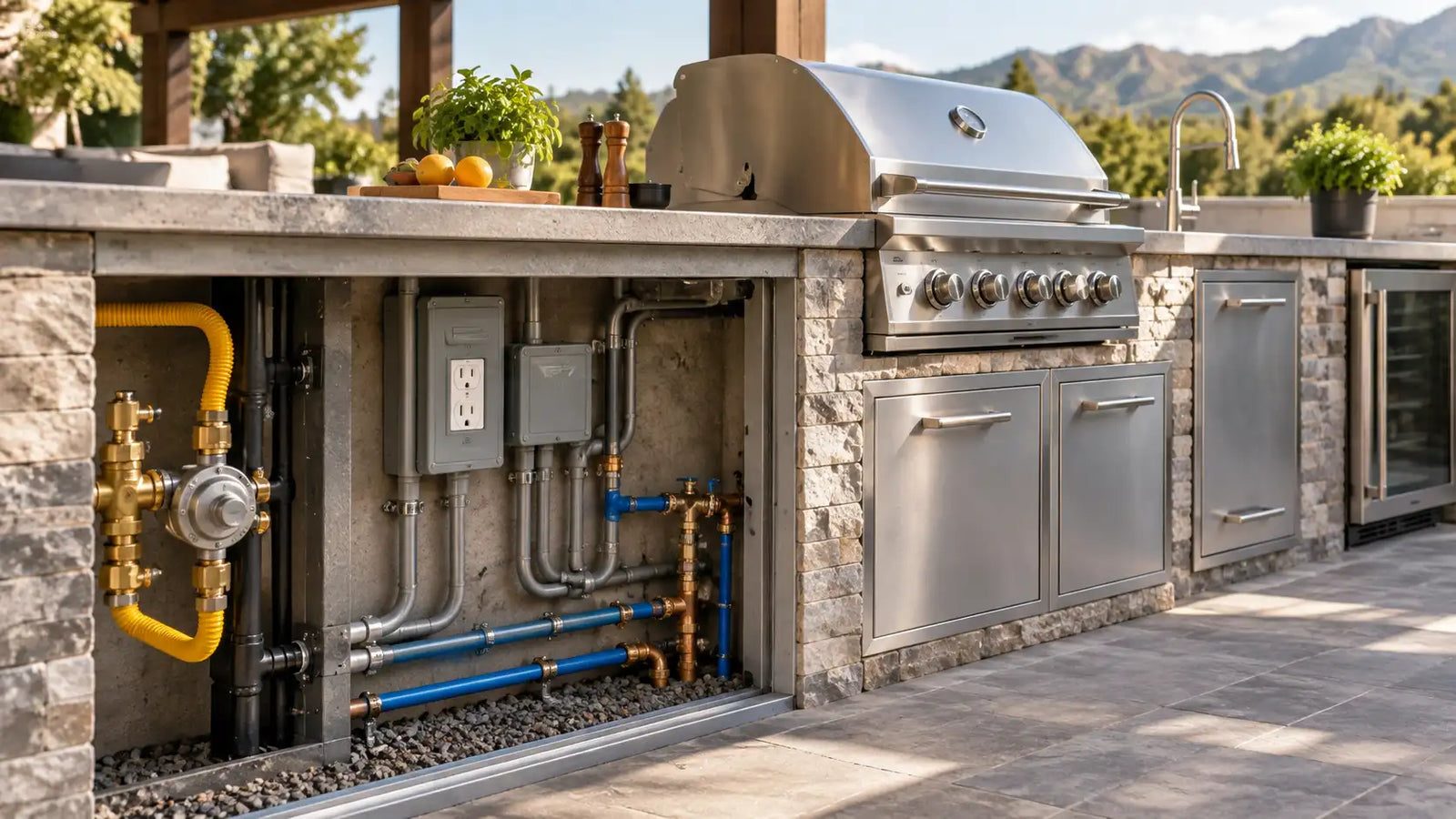 Gas, Electric & Water Hookups for Outdoor Kitchens