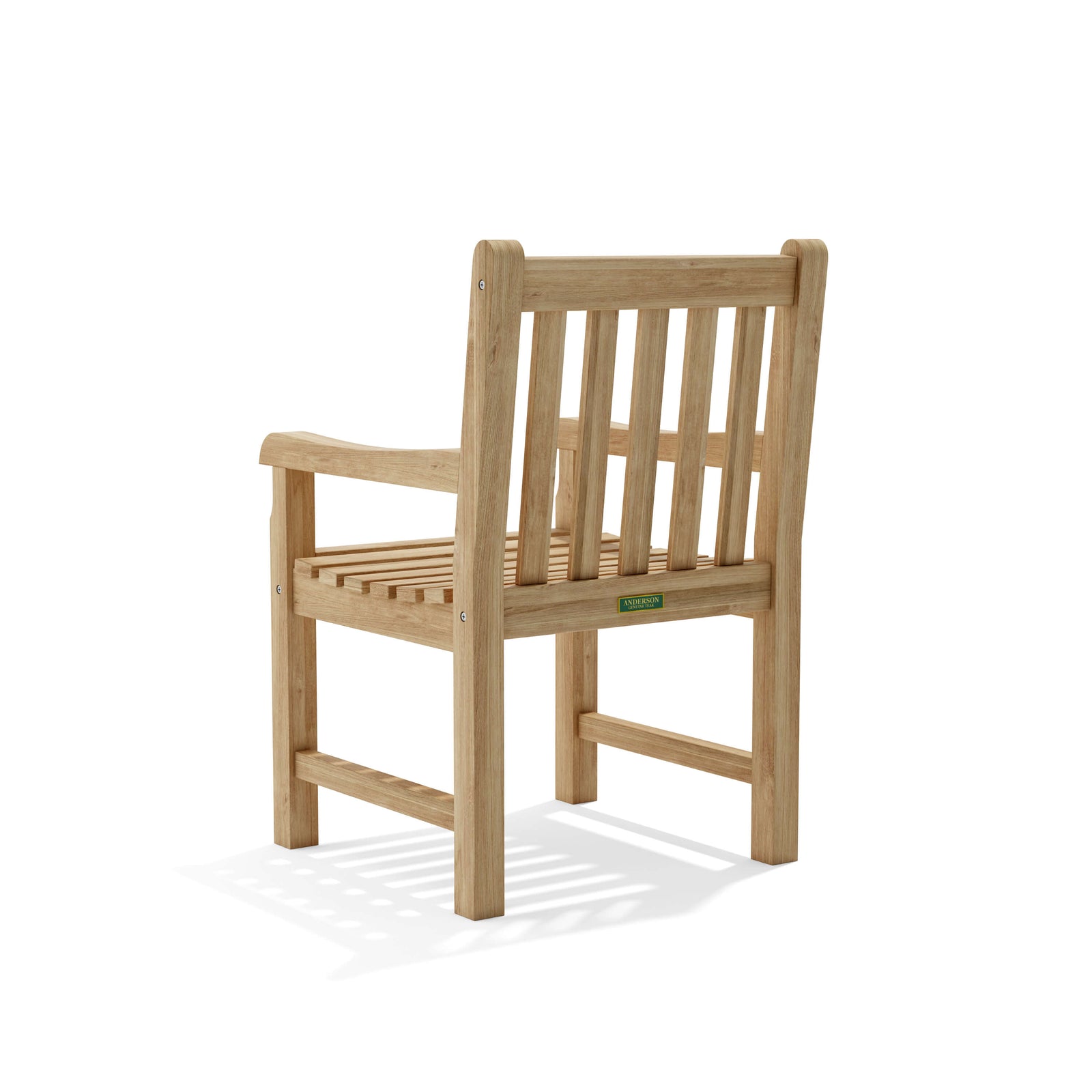 Wooden chair with armrests on a white background