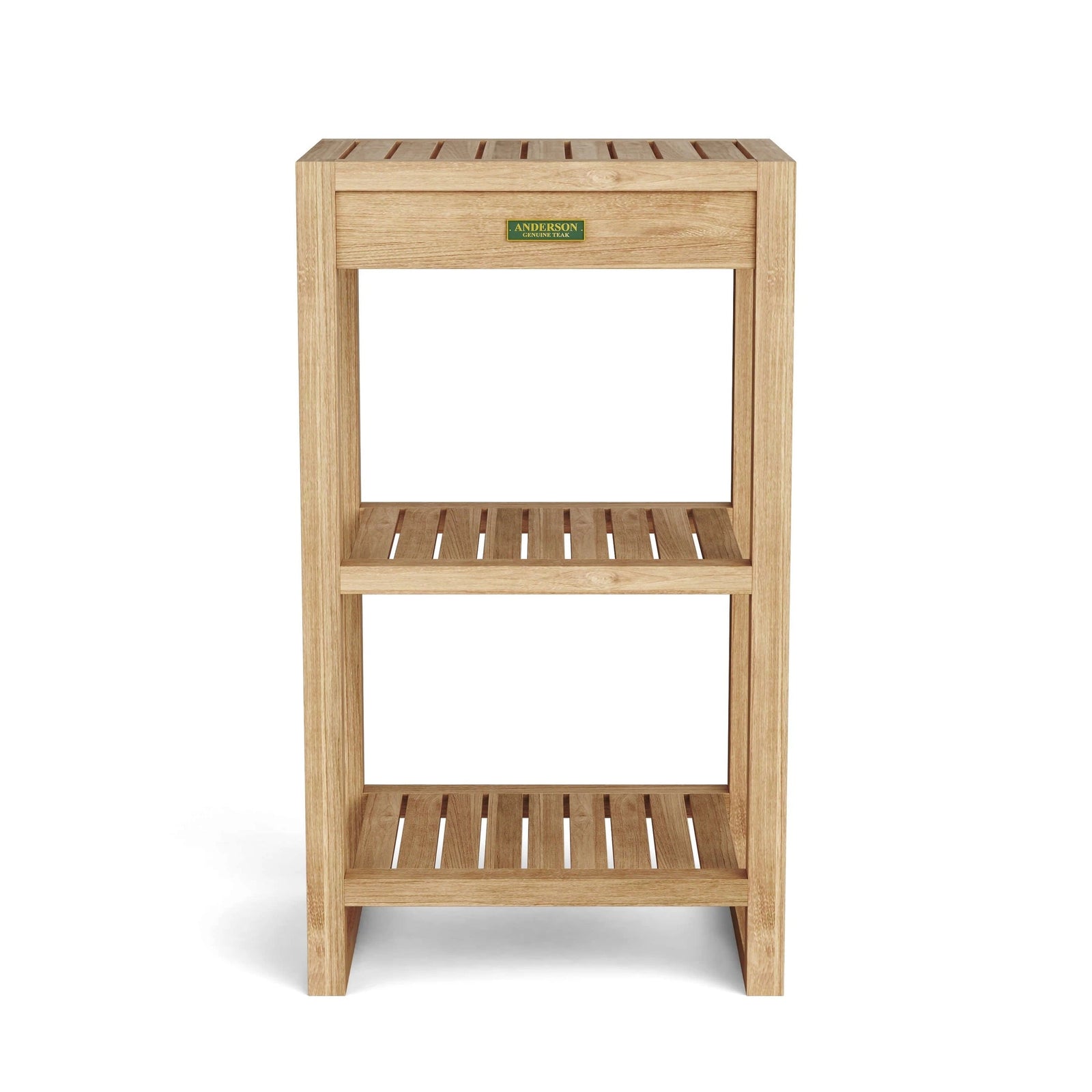 Wooden shelf with three shelves on a white background
