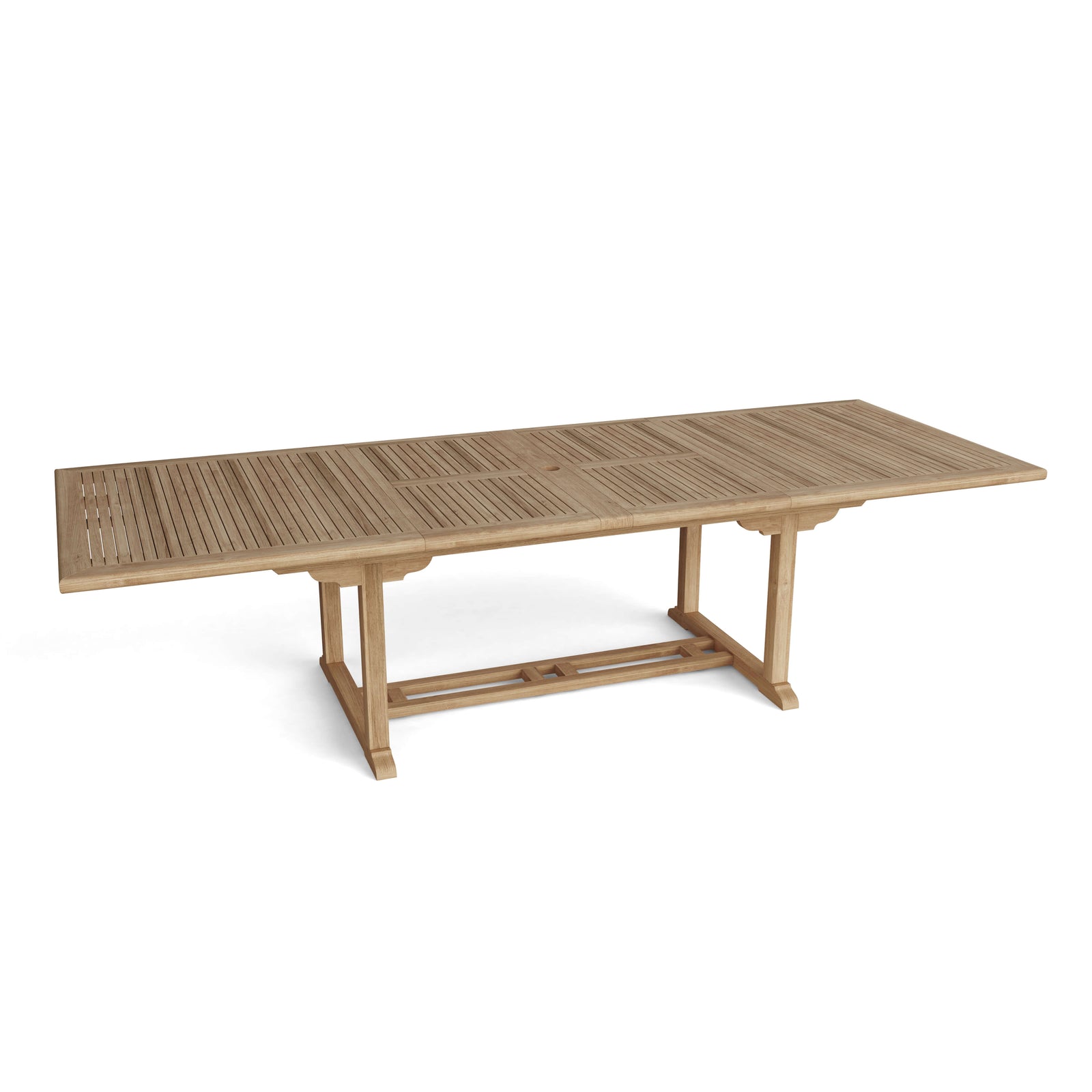 Wooden outdoor table on a white background