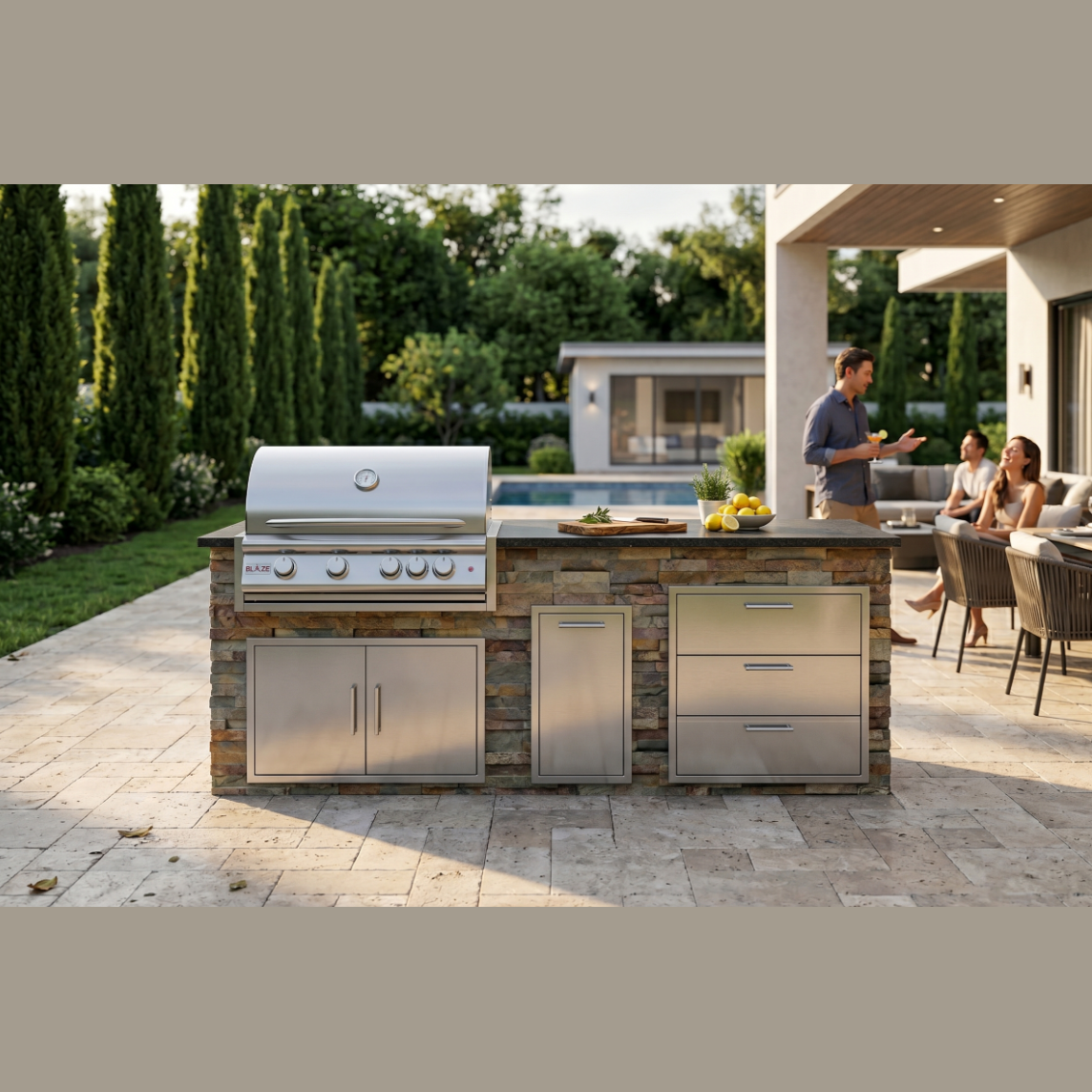 Highland — 96" Outdoor Kitchen Island Blaze