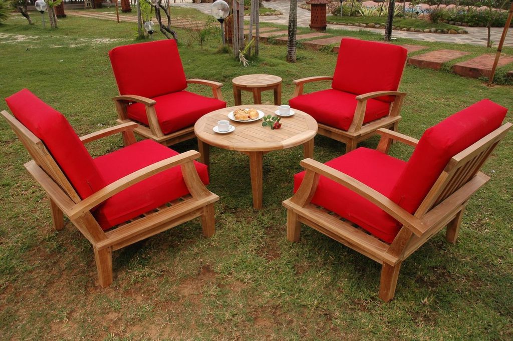 Brianna 6-Pc Teak Deep Seating Armchair Set with Sunbrella Cushions | BetterPatio // BetterPatio.com