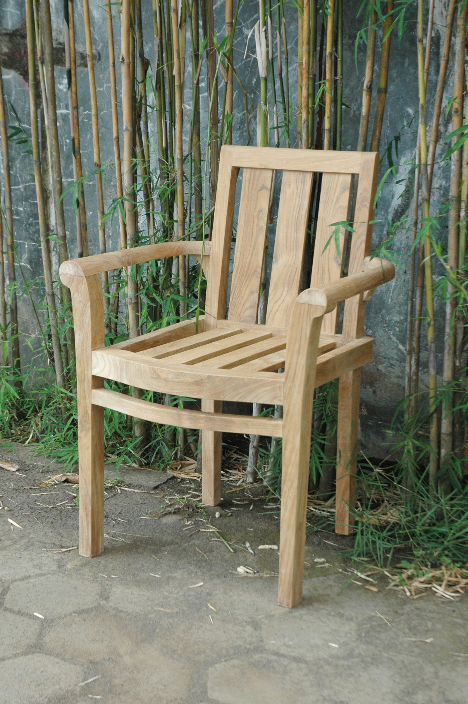 Classic Stackable Teak Armchair – Fully Assembled Set of 4