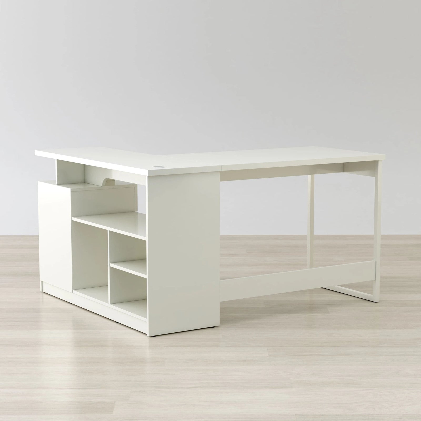 Anderson Teak Lexi 55-inch L-Shaped Corner Desk - white L-shaped desk with drawer