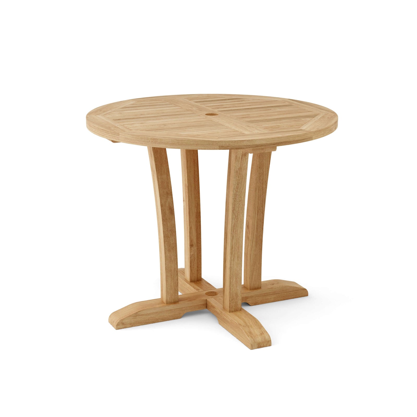 Wooden round table on a white background