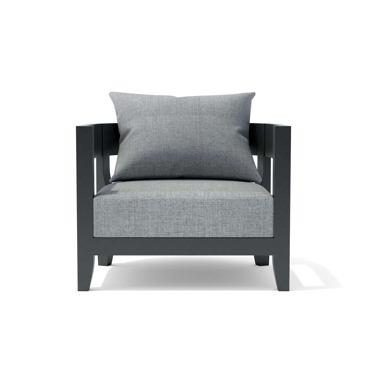 Gray armchair with a pillow on a white background