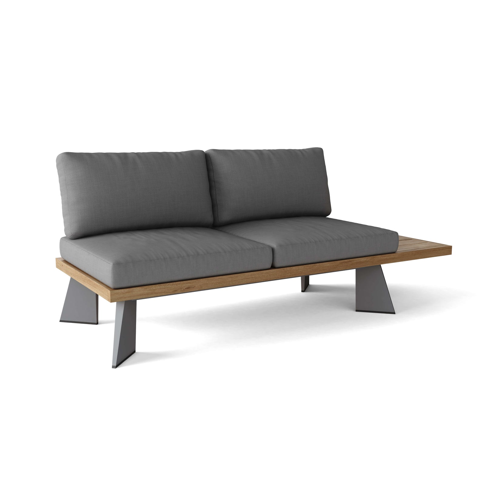 Oxford Platform 2-Seater – Teak & Aluminum Outdoor Sofa