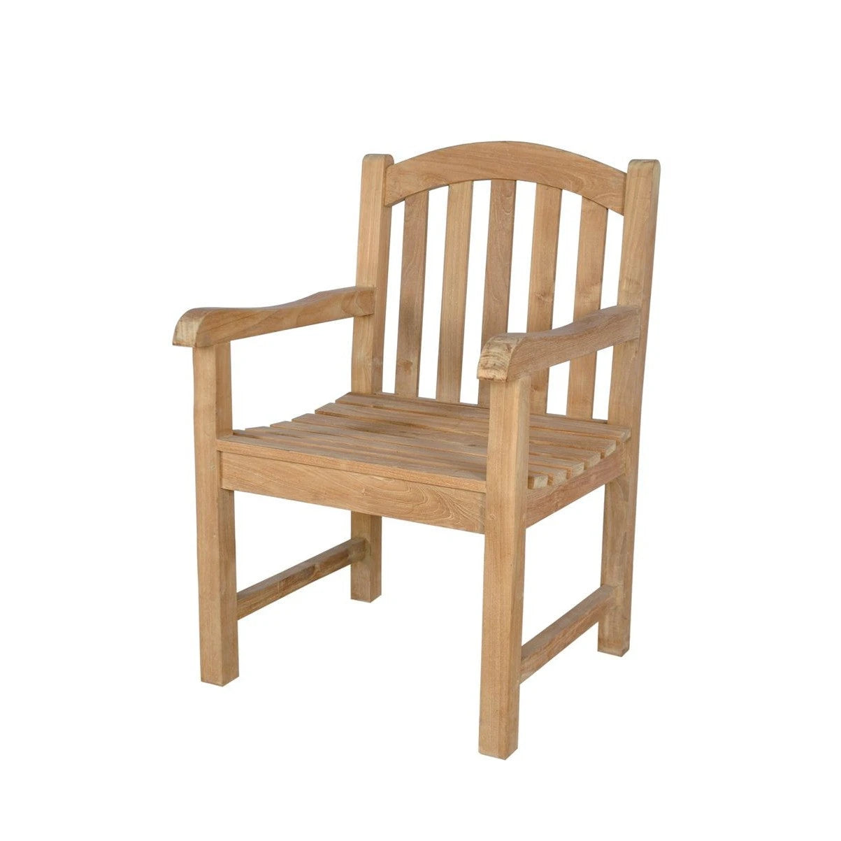 Wooden chair with armrests on a white background