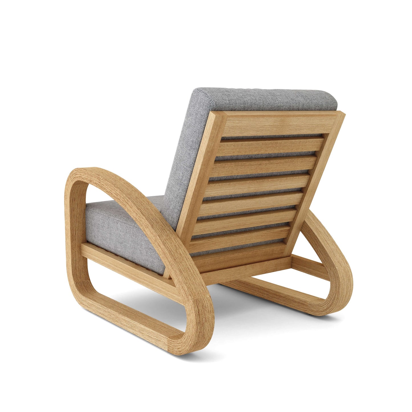 Anderson Teak Malaga Lounge Chair - side angle of premium teak lounger with cushion