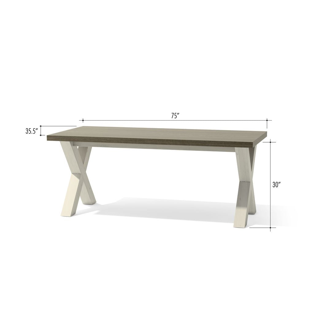 Dining table with dimensions labeled on a white background