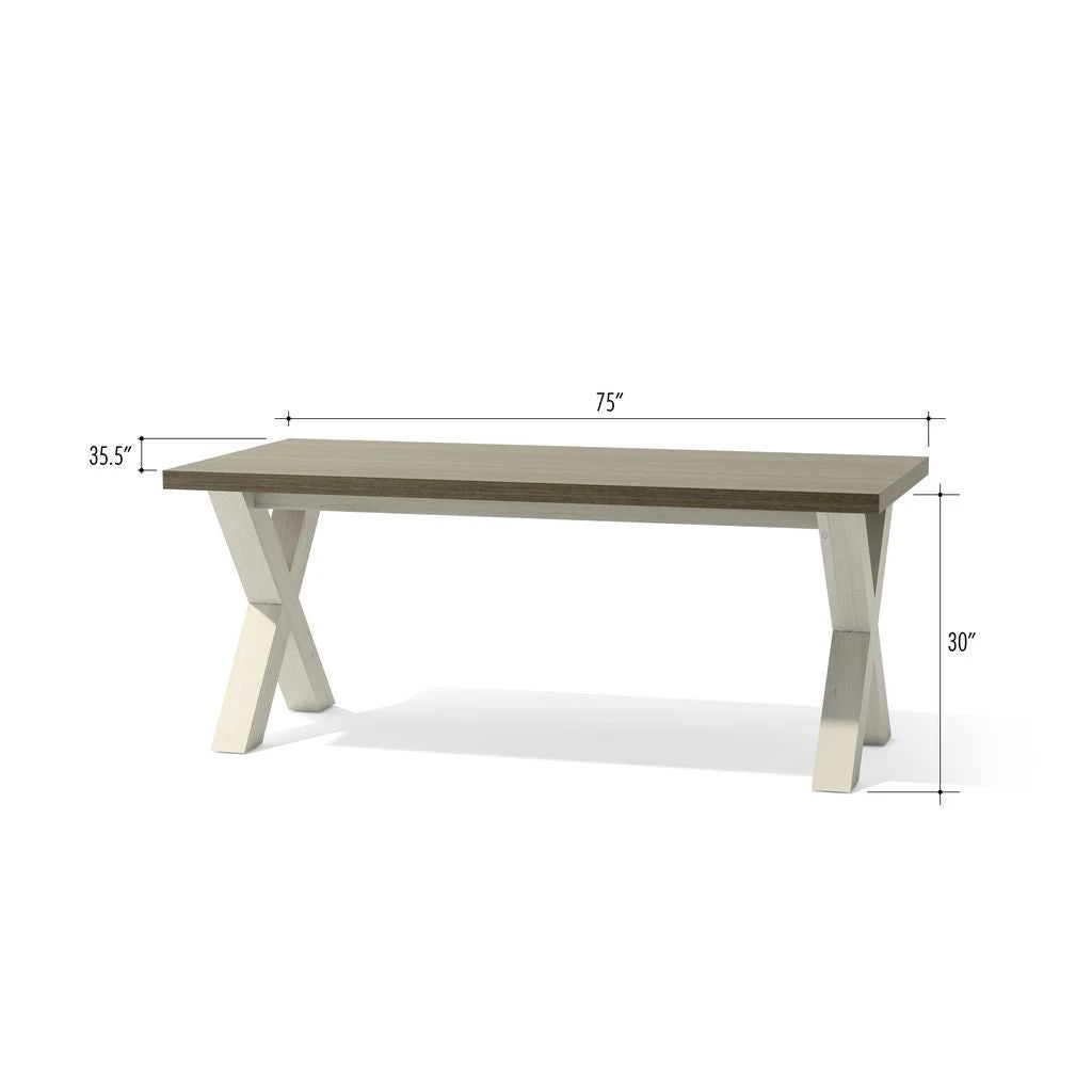 Dining table with dimensions labeled on a white background