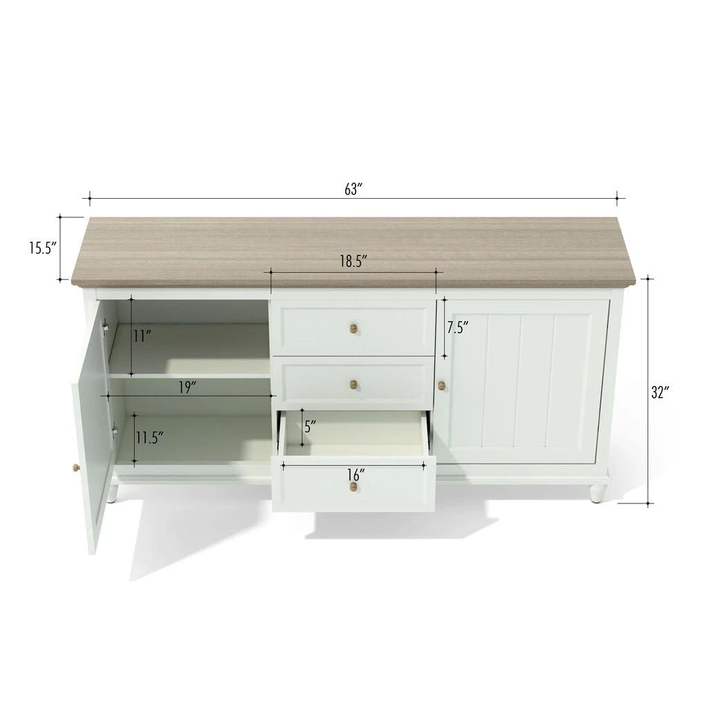 White cabinet with dimensions labeled on a white background