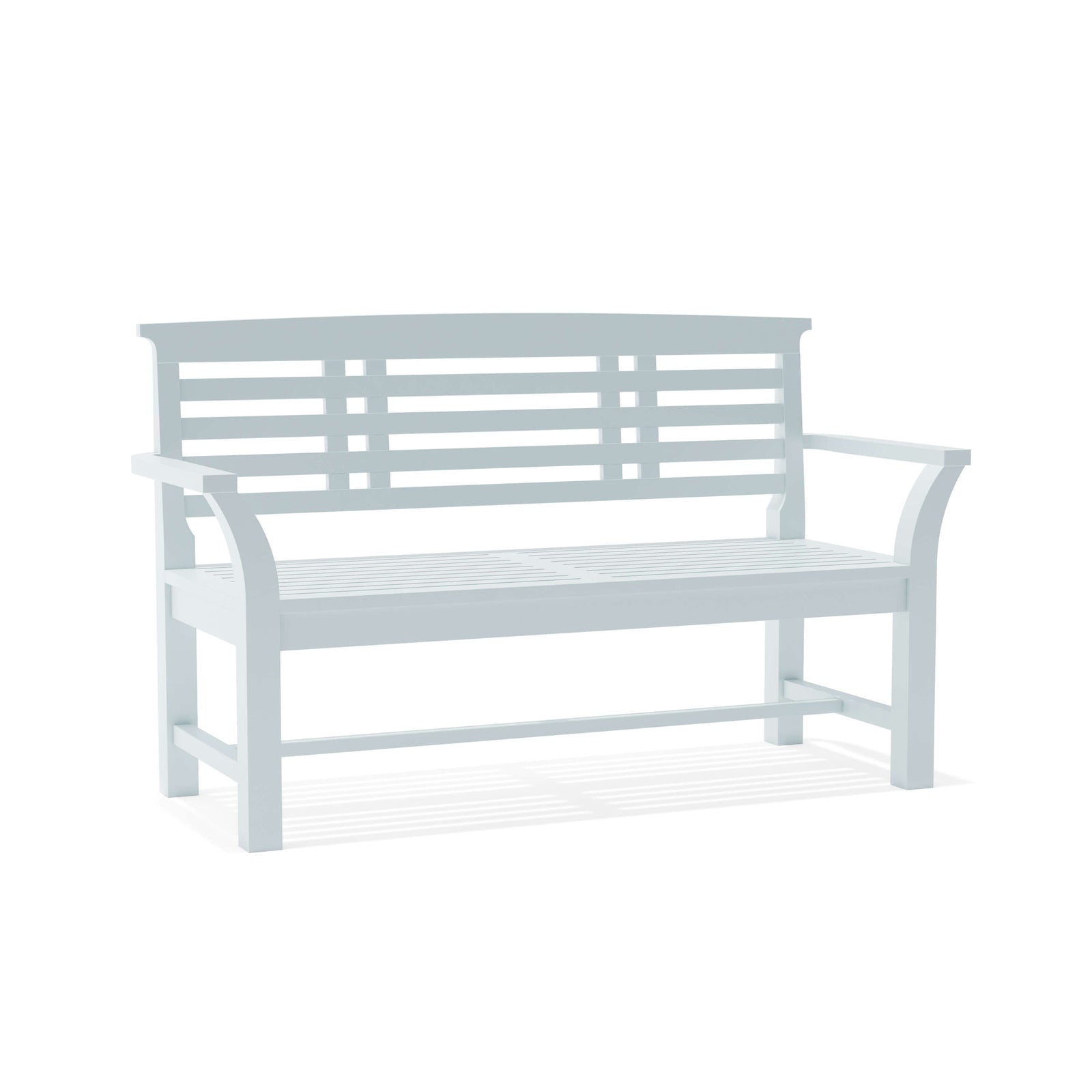 White metal bench on a white background