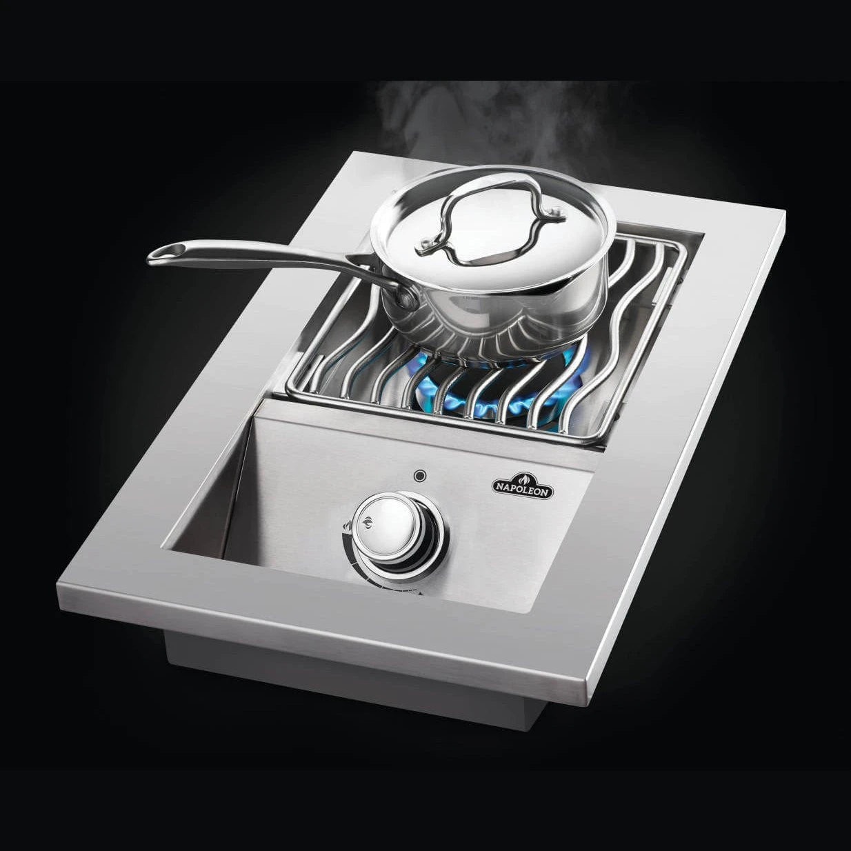 Single Range Top Burner in use with pot