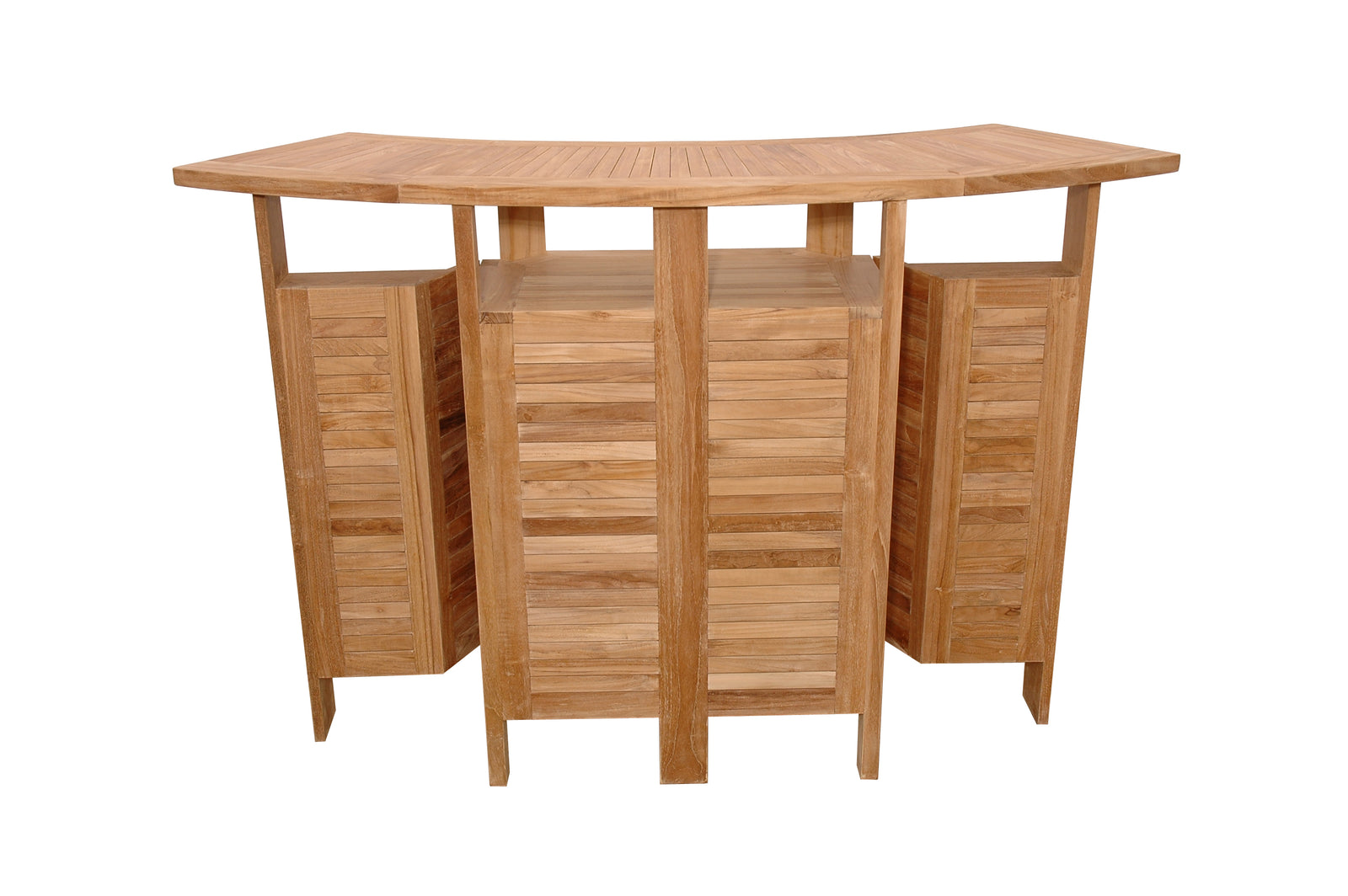 Wooden folding table with four doors on a white background