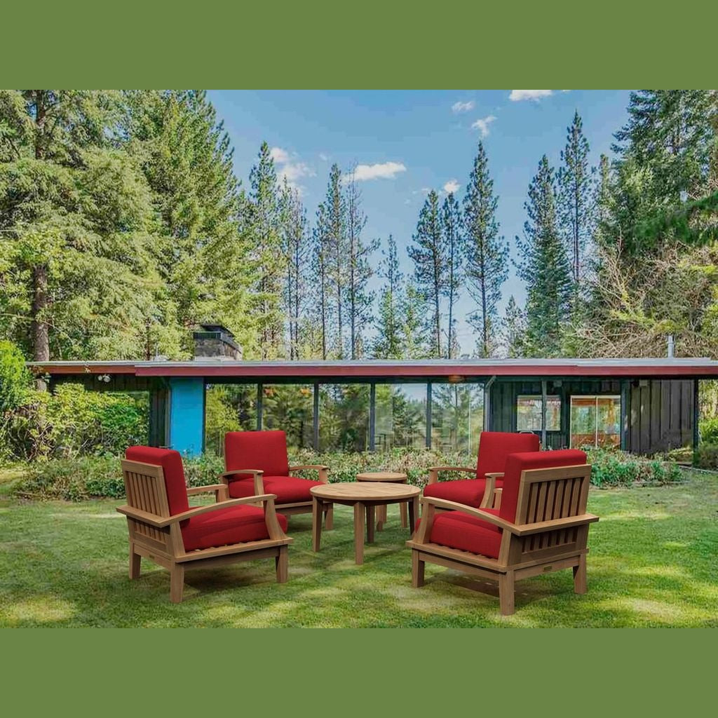 Brianna 6-Pc Teak Deep Seating Armchair Set with Sunbrella Cushions | BetterPatio // BetterPatio.com