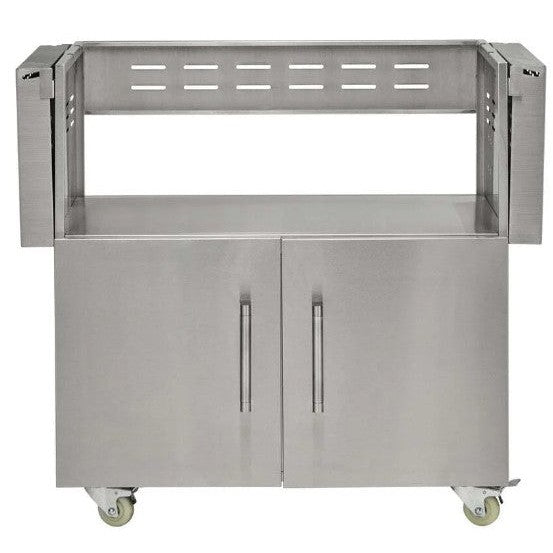 Coyote 36 Inch Charcoal Grill Cart C3CH36CT - angled view stainless steel cart with wheels