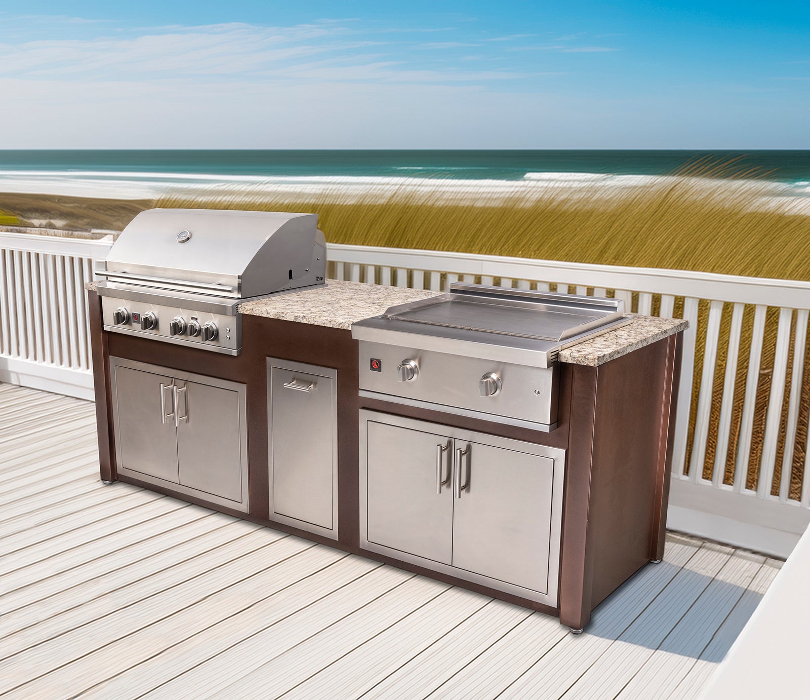 8-Foot Outdoor Kitchen Island with Grill, Griddle & Storage | BetterPatio // BetterPatio.com
