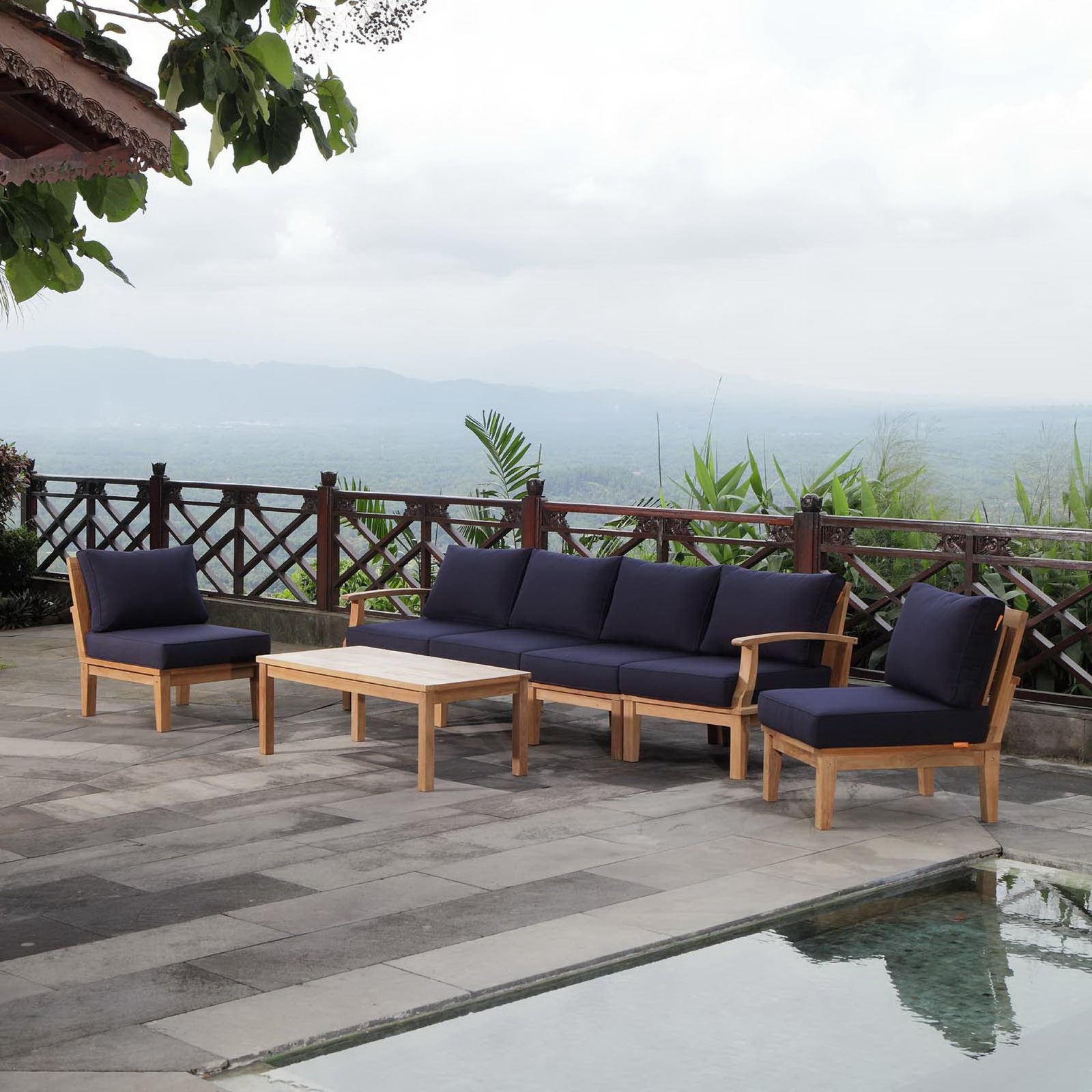 Marina 7 Piece Outdoor Patio Teak Set by Modway
