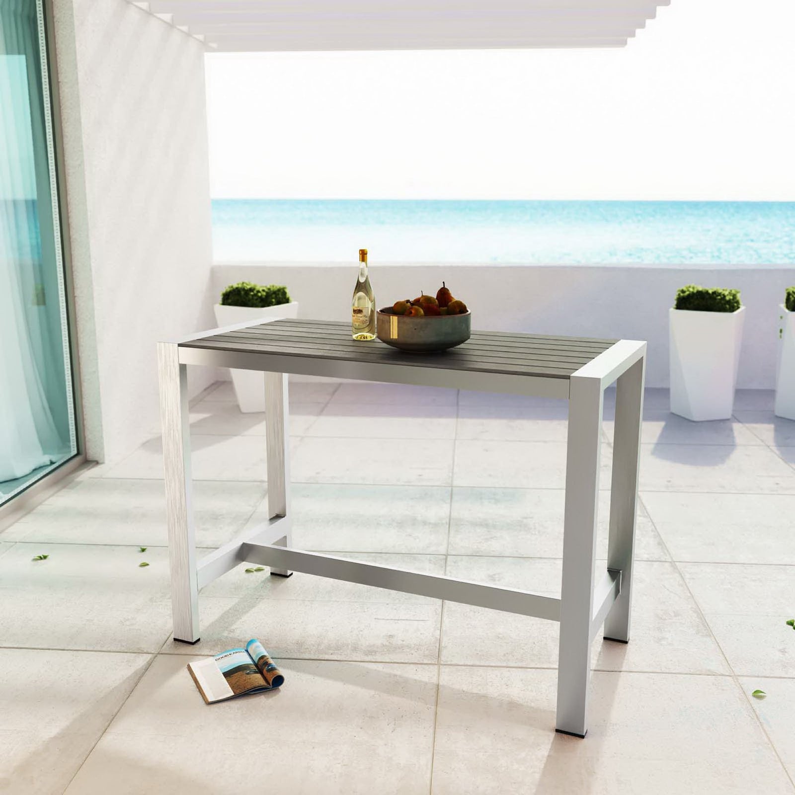 Shore Outdoor Patio Aluminum Rectangle Bar Table by Modway