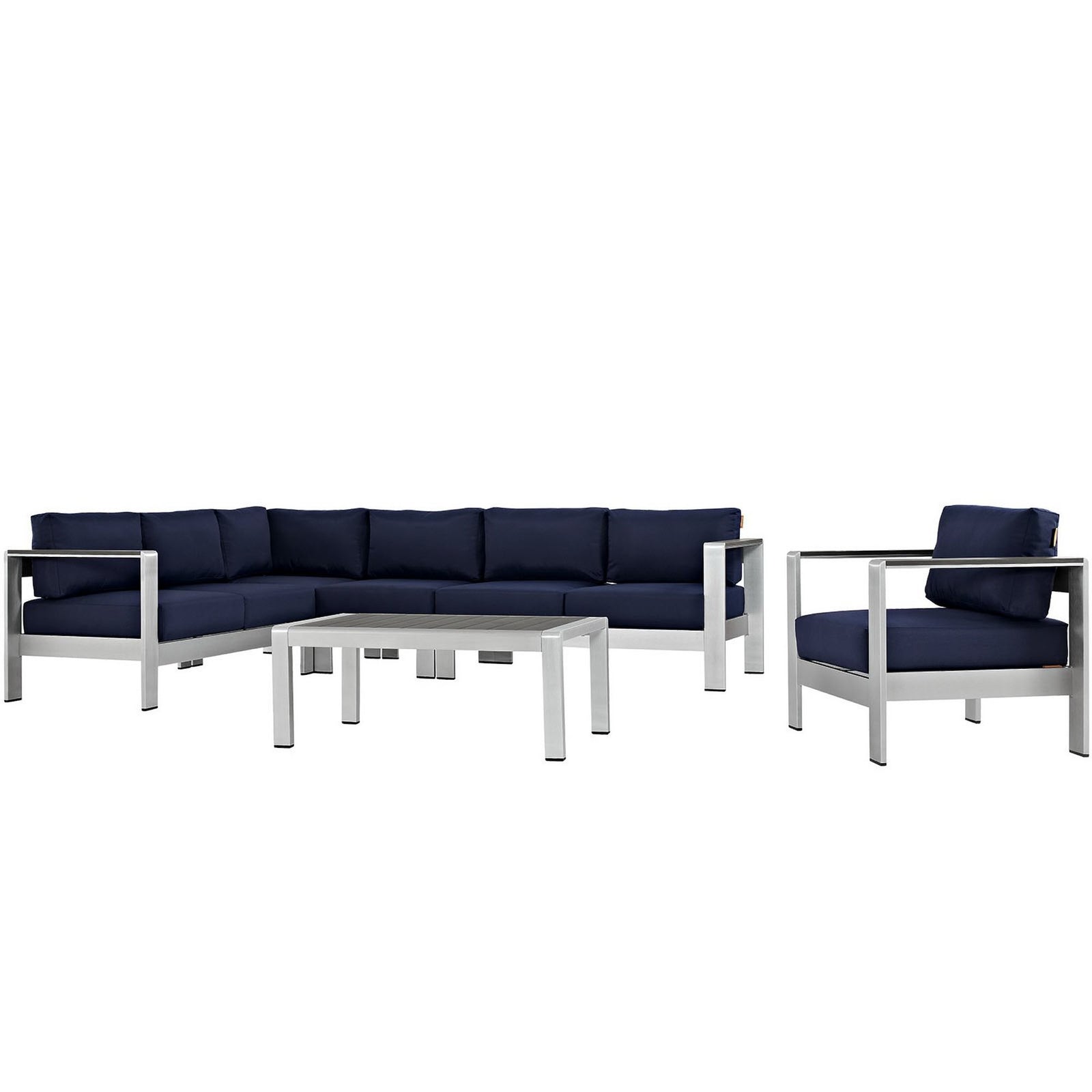 Shore 6 Piece Outdoor Patio Aluminum Sectional Sofa Set by Modway