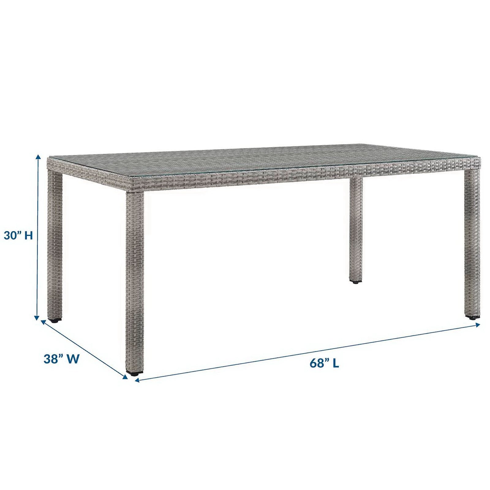 Aura 68" Outdoor Patio Wicker Rattan Dining Table by Modway