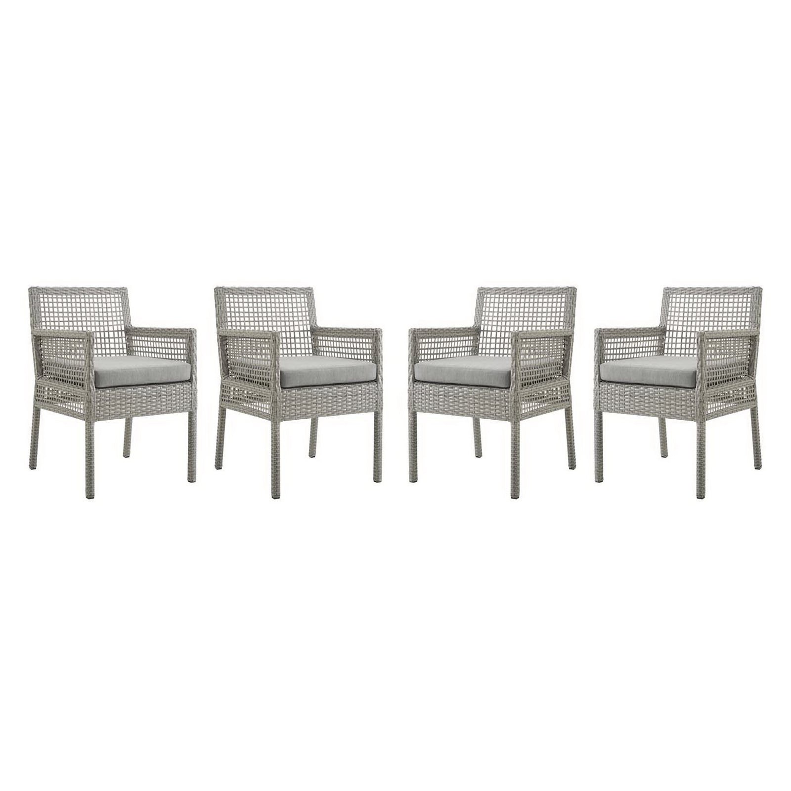 Aura Outdoor Patio Wicker Rattan Dining Armchair Set of 4 by Modway
