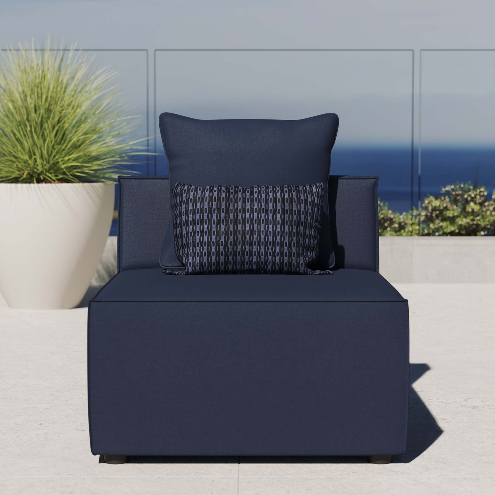 Saybrook Outdoor Patio Upholstered Sectional Sofa Armless Chair by Modway