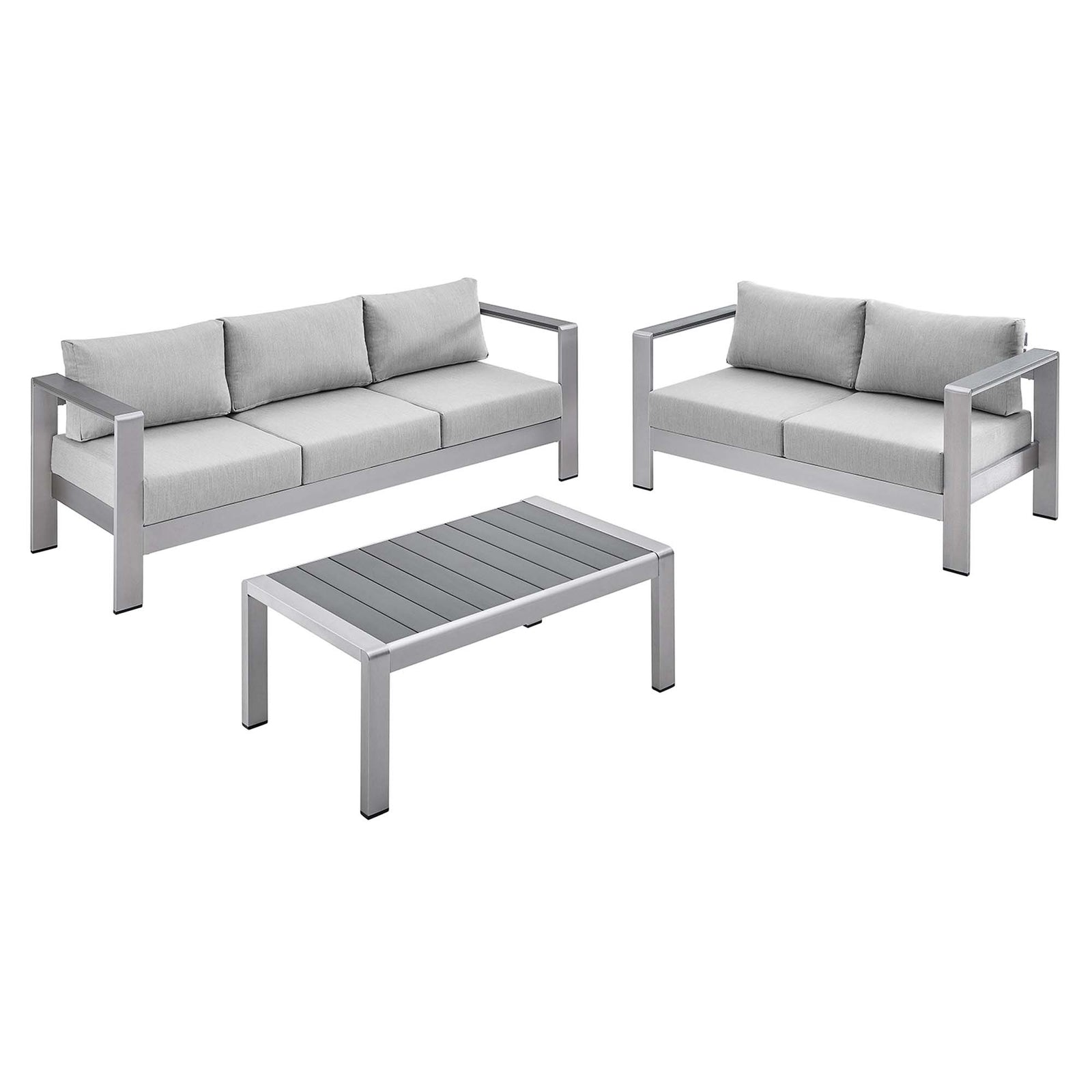 Shore 3 Piece Sunbrella® Fabric Outdoor Patio Aluminum Set by Modway