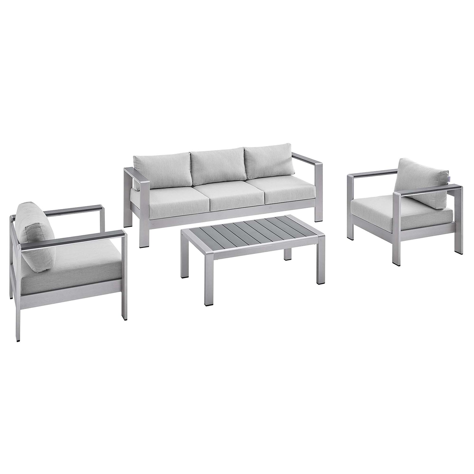 Shore 4 Piece Sunbrella® Fabric Outdoor Patio Aluminum Set by Modway