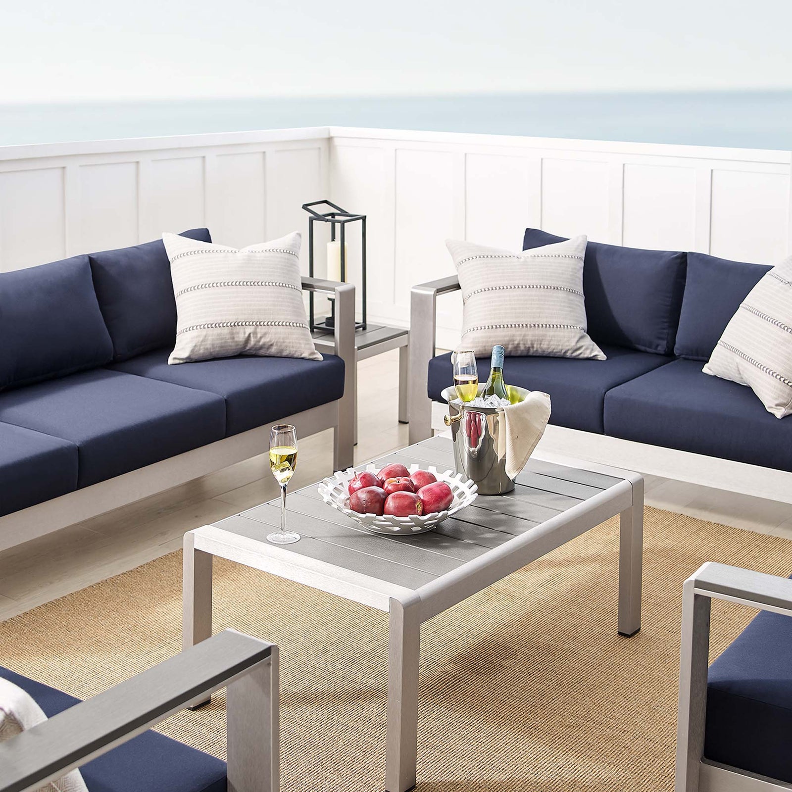 Shore 7 Piece Sunbrella® Fabric Outdoor Patio Aluminum Set by Modway