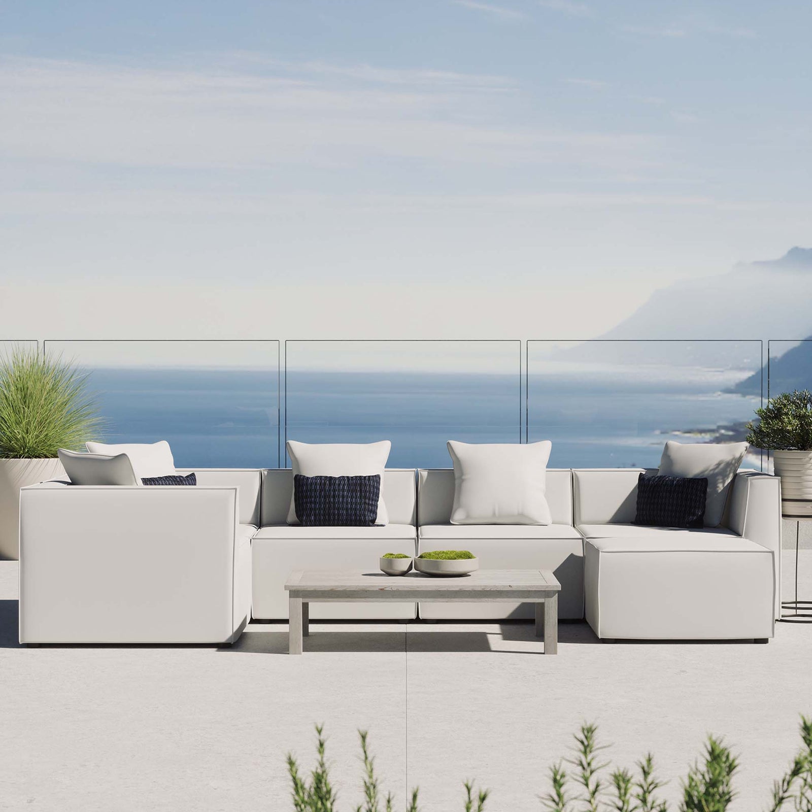 Saybrook 6-Piece Outdoor Patio Upholstered Sectional Sofa by Modway