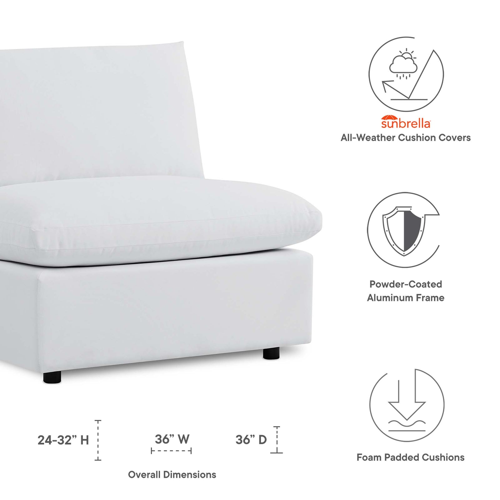 Commix Sunbrella® Outdoor Patio Armless Chair by Modway