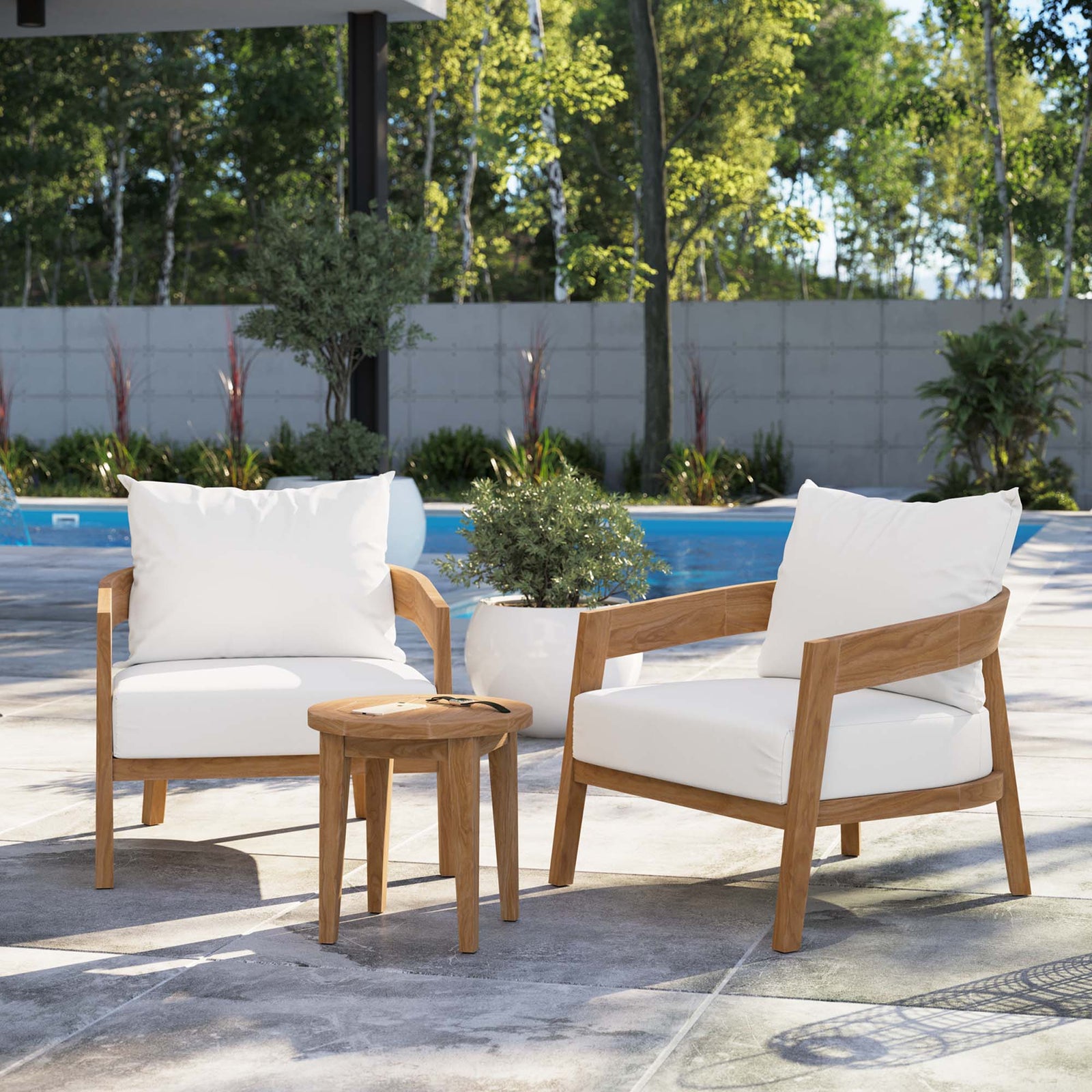 Brisbane 3-Piece Teak Wood Outdoor Patio Set by Modway