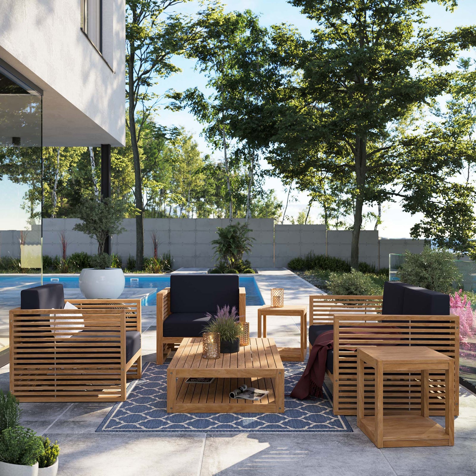 Carlsbad 6-Piece Teak Wood Outdoor Patio Set by Modway