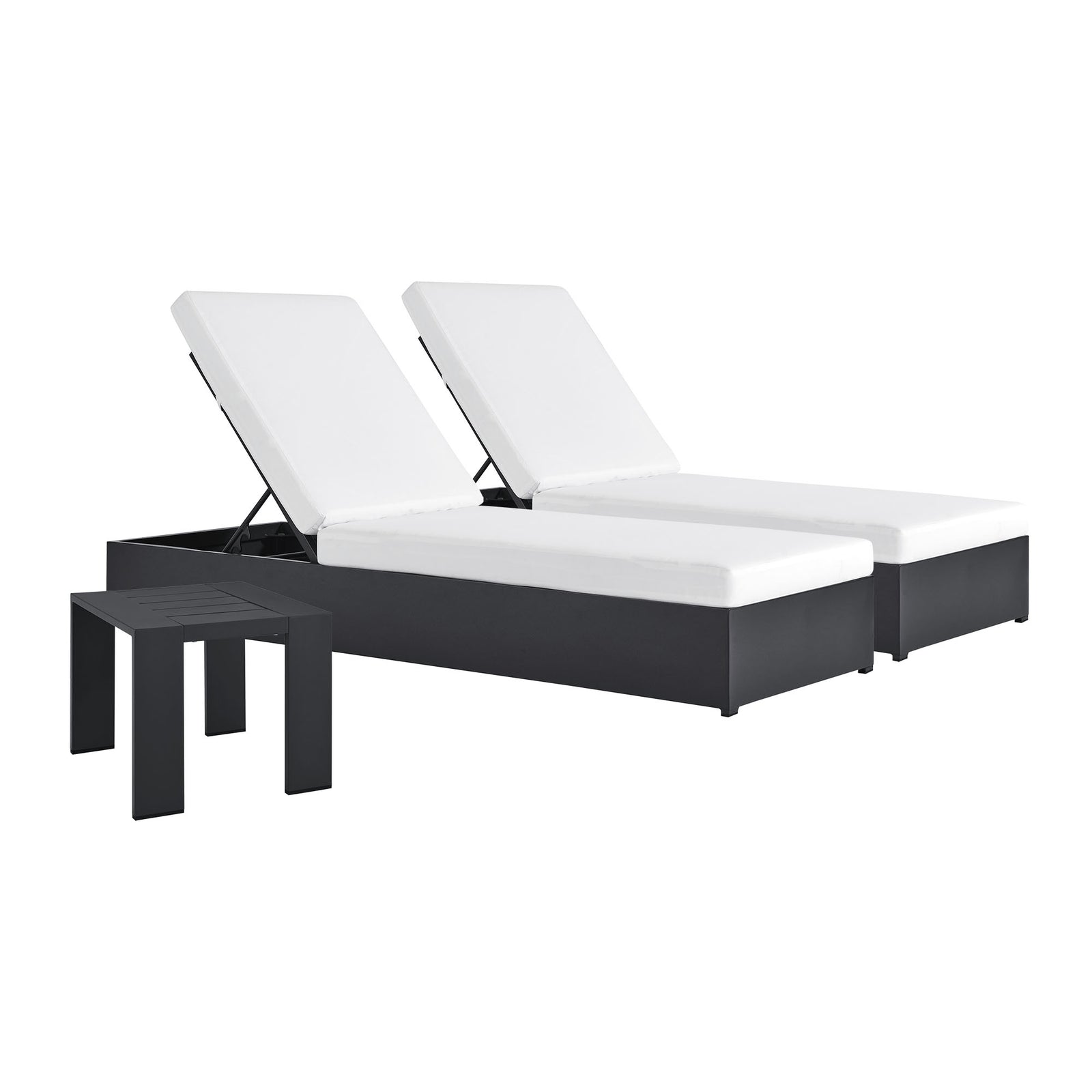 Tahoe 3-Piece Outdoor Patio Powder-Coated Aluminum Chaise Lounge Set by Modway