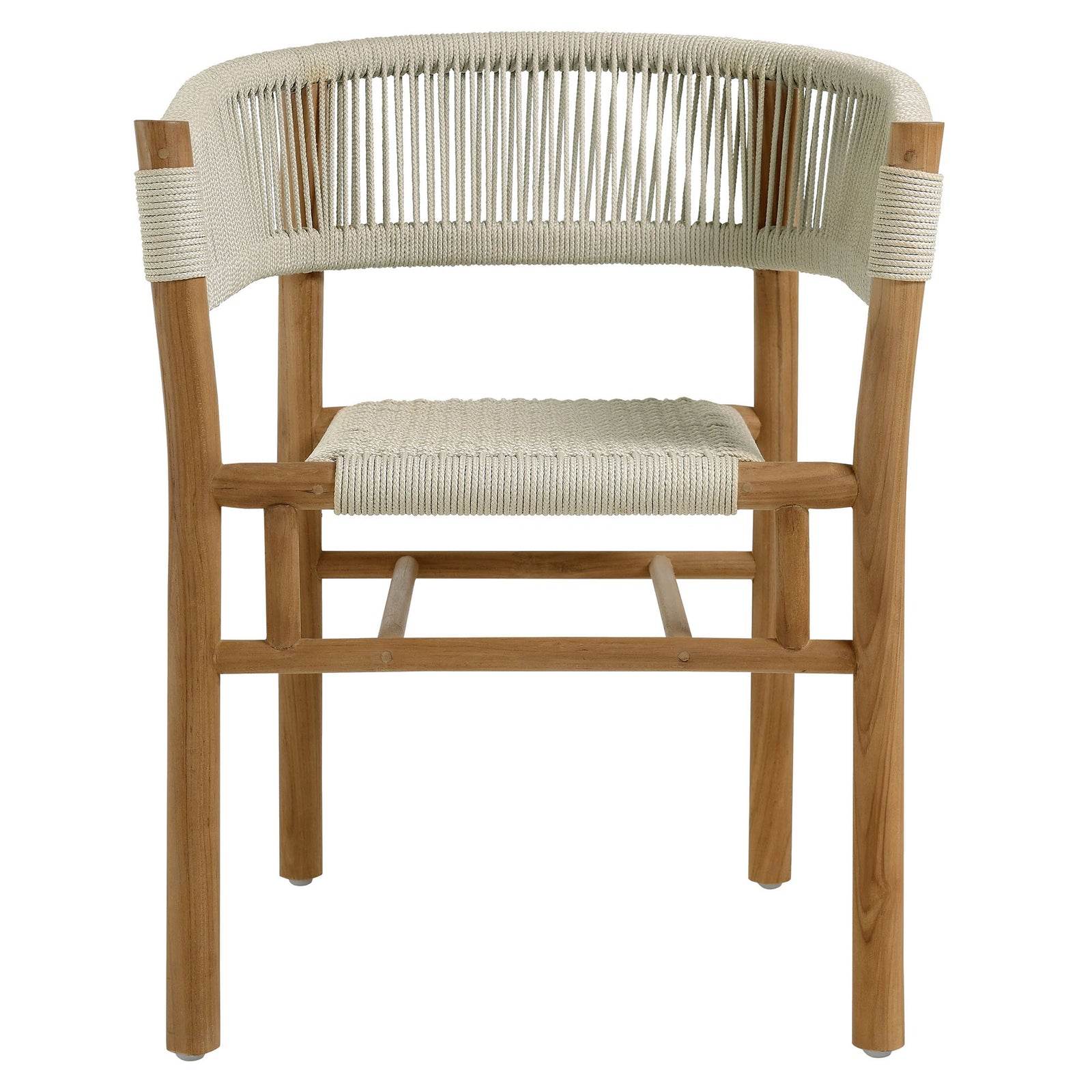 Vienna Outdoor Patio Teak and Rope Curved-Back Dining Armchairs Set of 2 by Modway