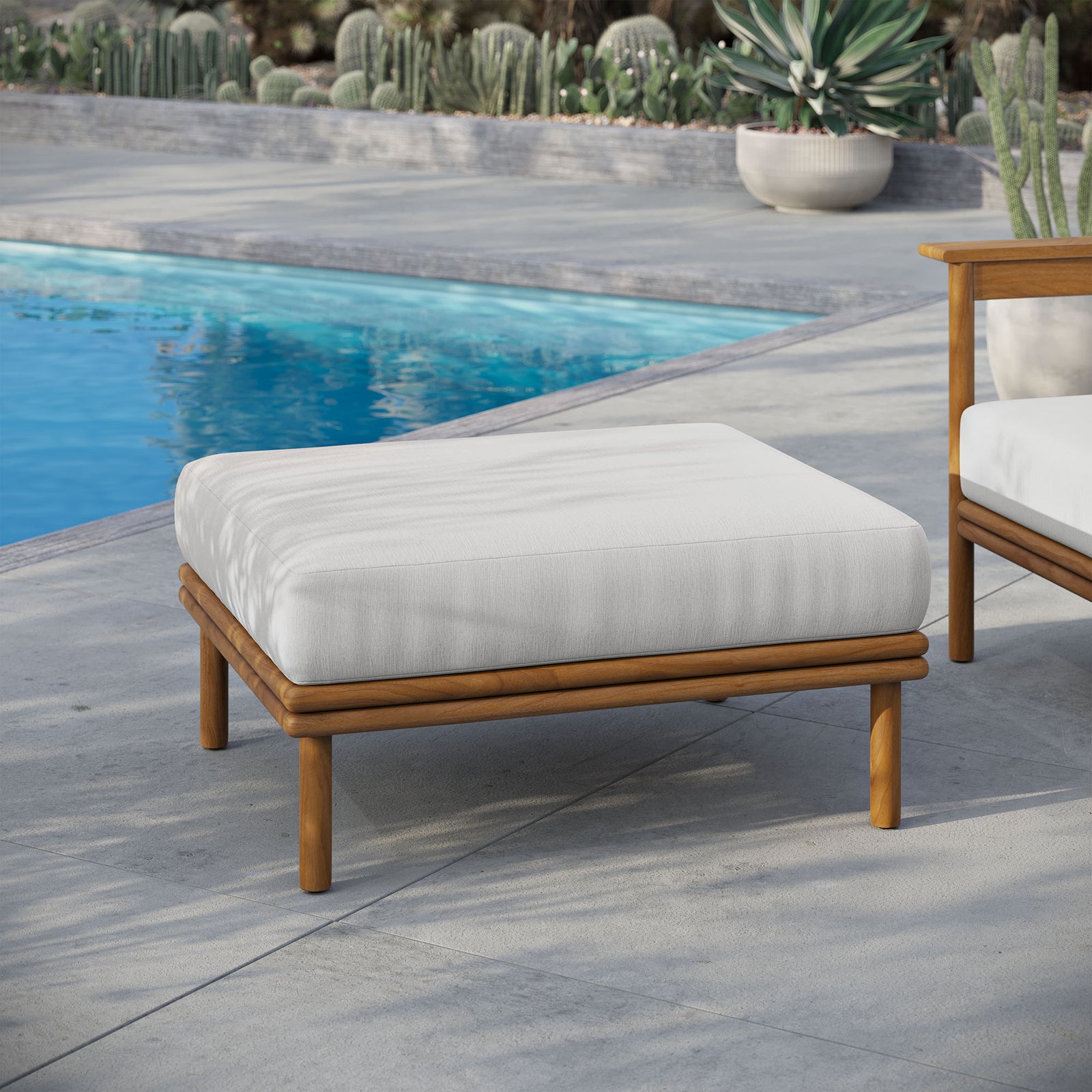 Wren Outdoor Patio Teak Wood Ottoman by Modway