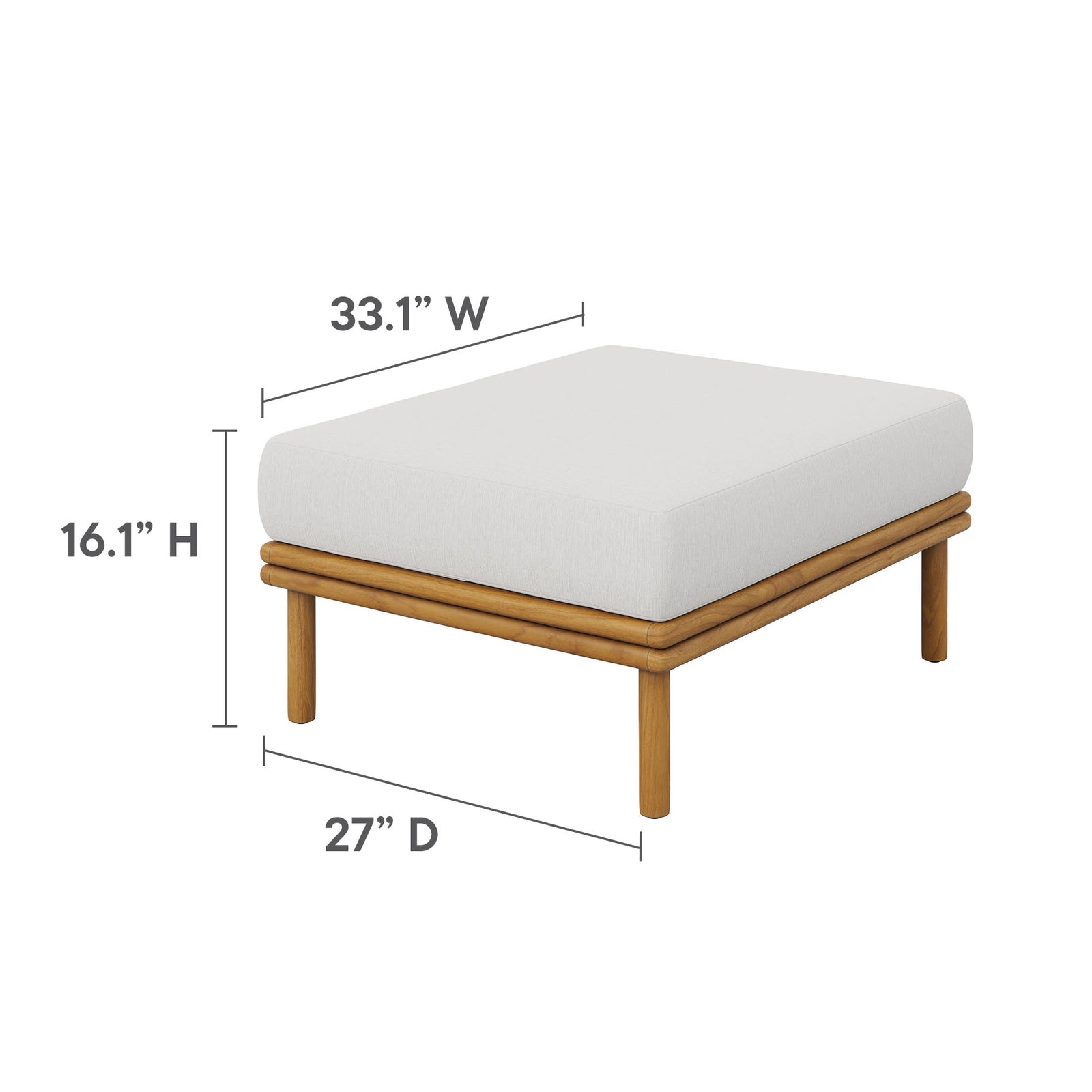 Wren 2-Piece Outdoor Patio Teak Wood Sofa and Ottoman Set by Modway