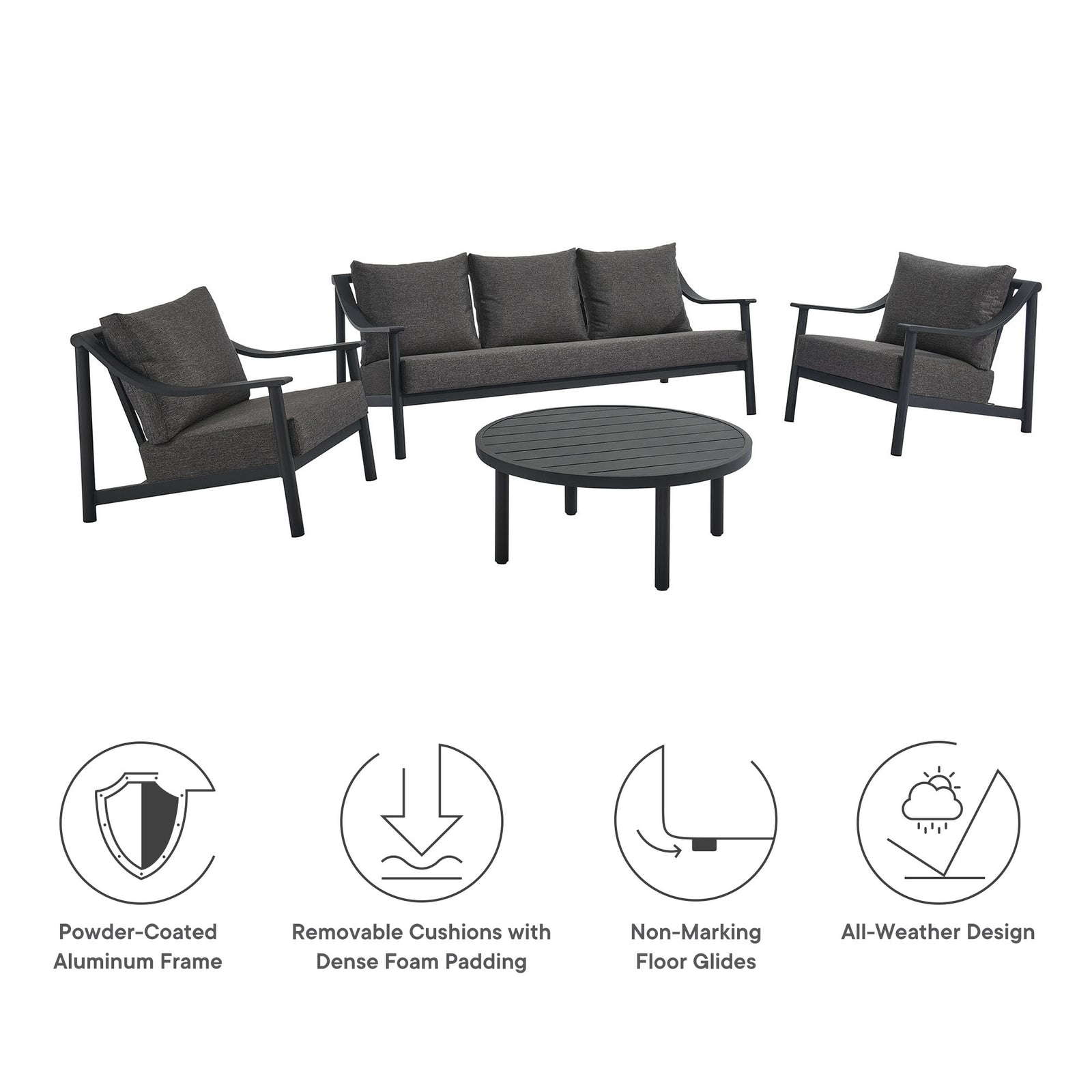 Terrace 4-Piece Outdoor Patio Aluminum Furniture Set by Modway
