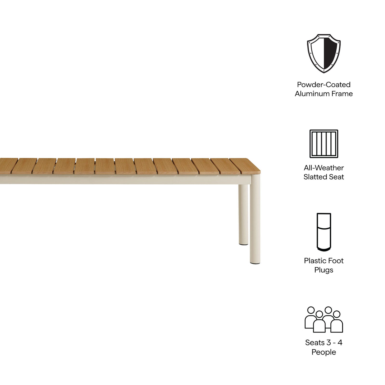 Finn Outdoor Patio Aluminum Bench with Faux Wood Top Set of 2 by Modway