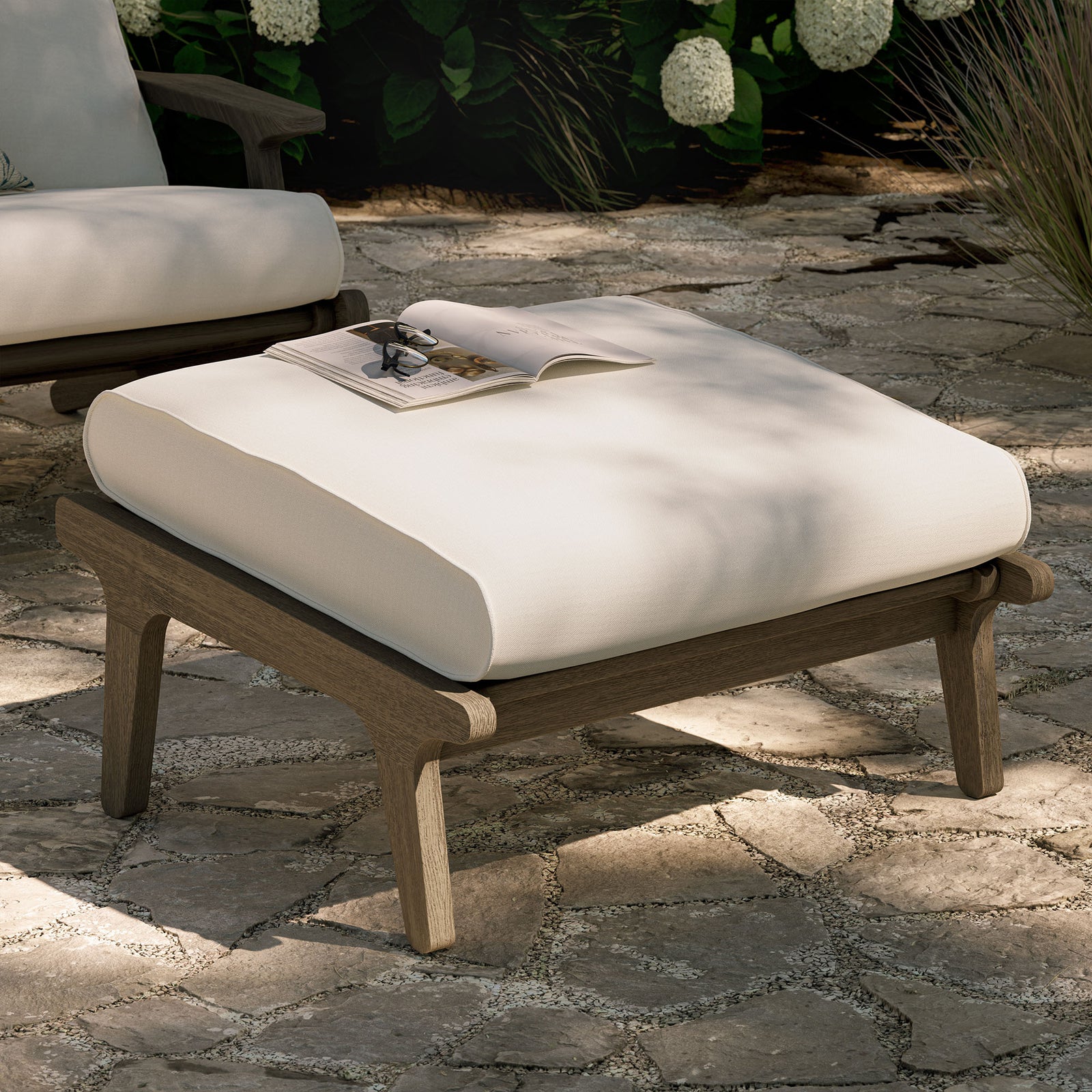 Saratoga Outdoor Patio Teak Ottoman by Modway