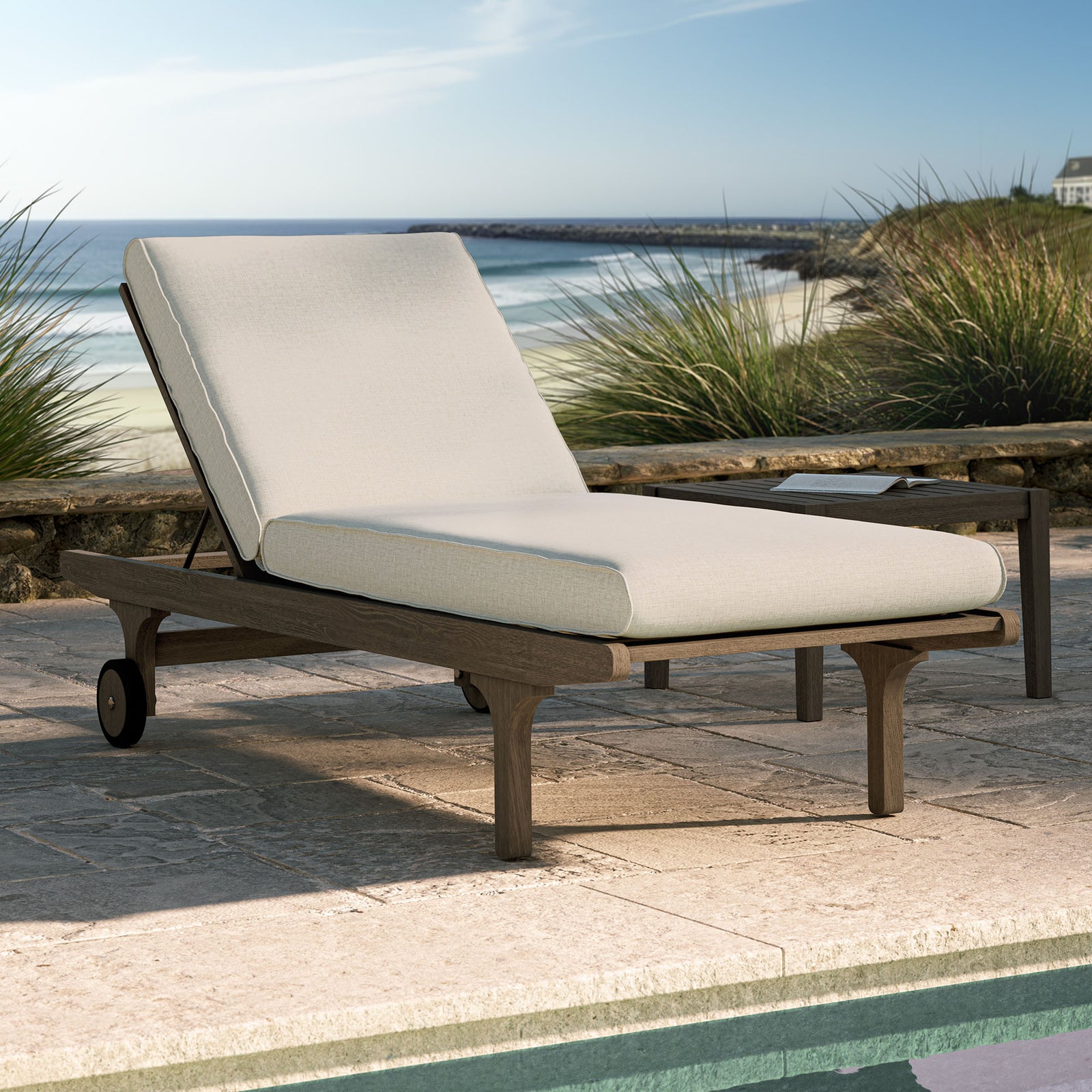 Saratoga Outdoor Patio Teak Chaise Lounge Chair by Modway