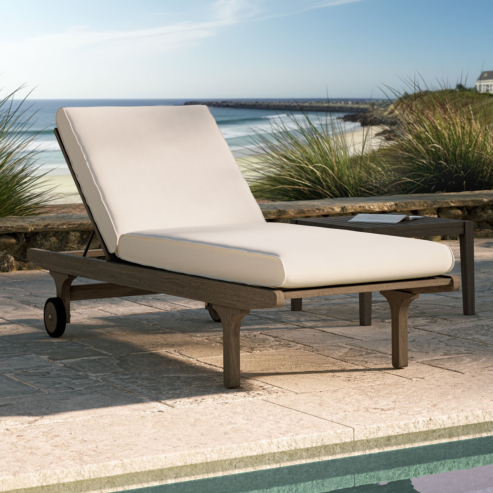 Saratoga Outdoor Patio Teak Chaise Lounge Chair by Modway