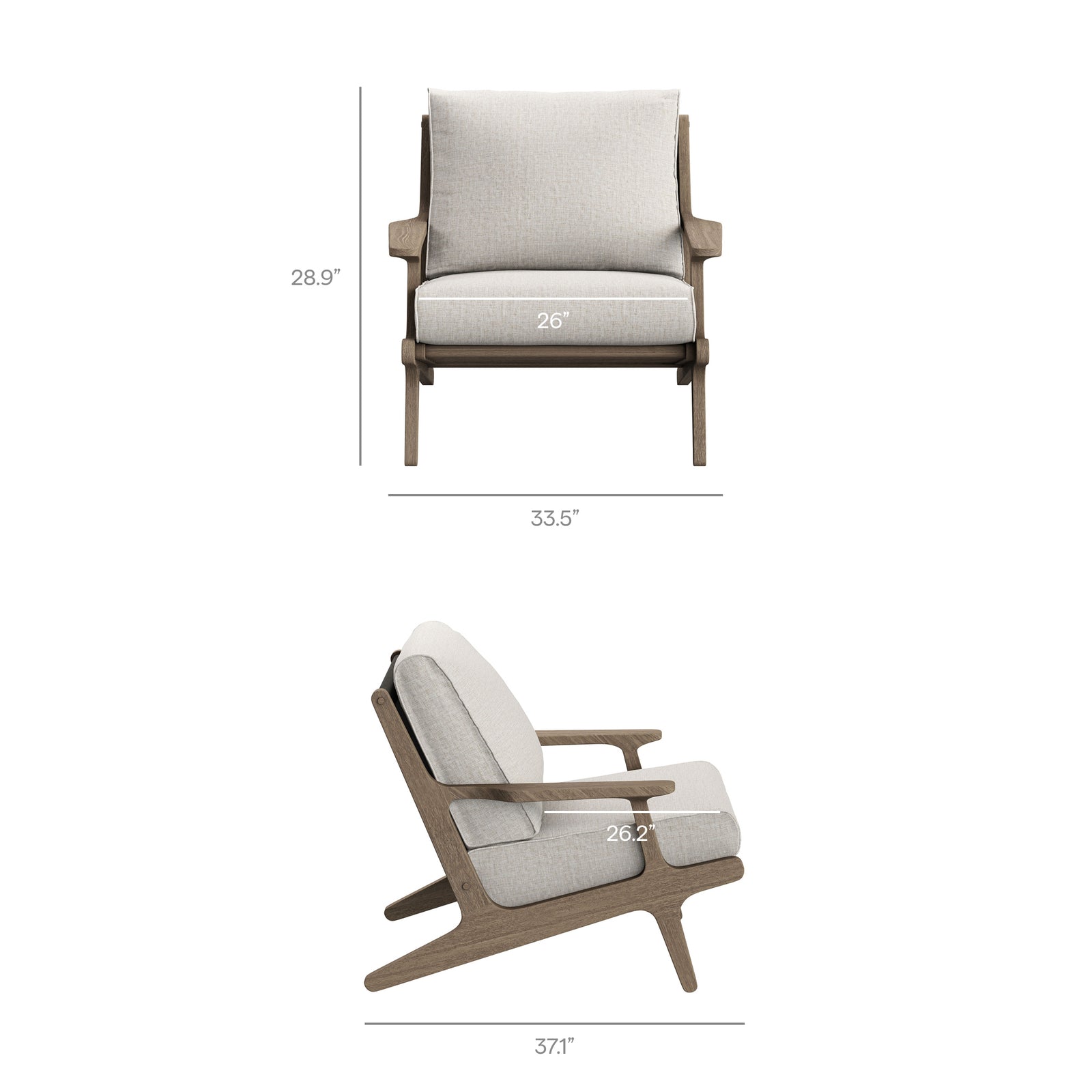 Saratoga Outdoor Patio Teak Wood Chair and Ottoman Set by Modway