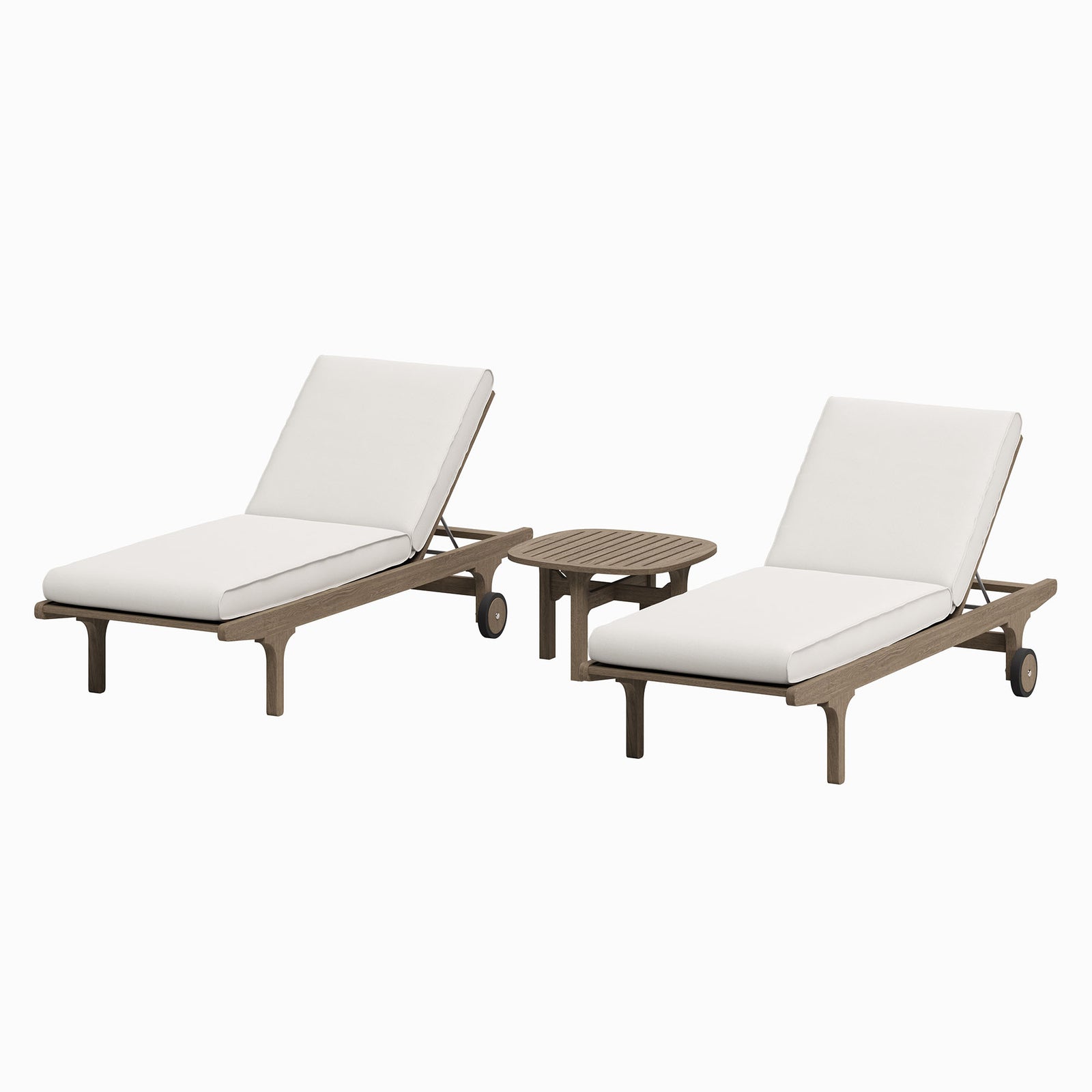 Saratoga Outdoor Patio Teak Wood 3-Piece Chaise Lounge Furniture Set by Modway
