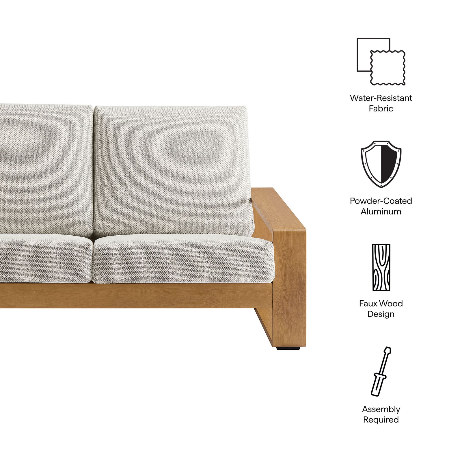 Lirienne Outdoor Patio Aluminum Faux Wood Loveseat by Modway