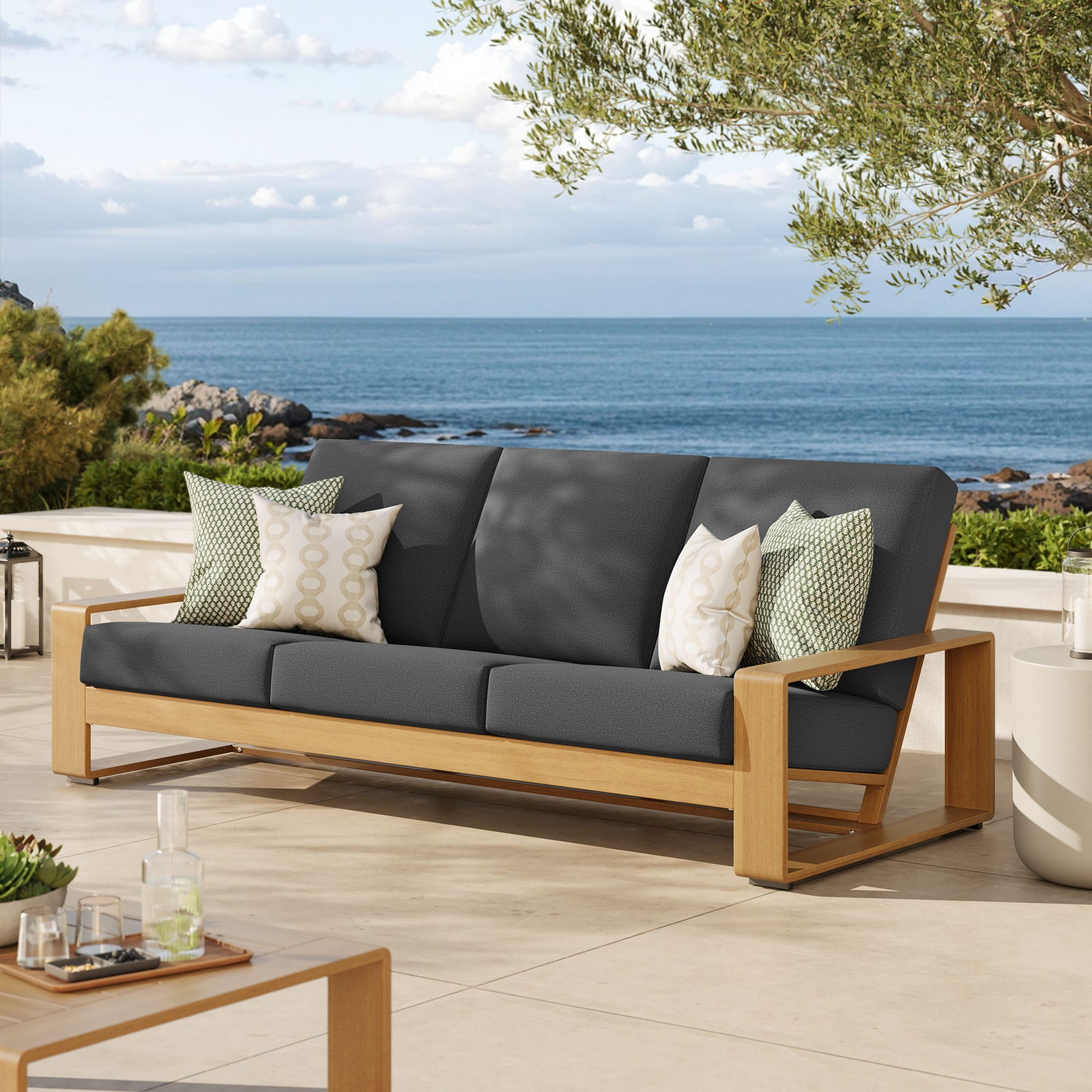 Lirienne Outdoor Patio Aluminum Faux Wood Sofa by Modway