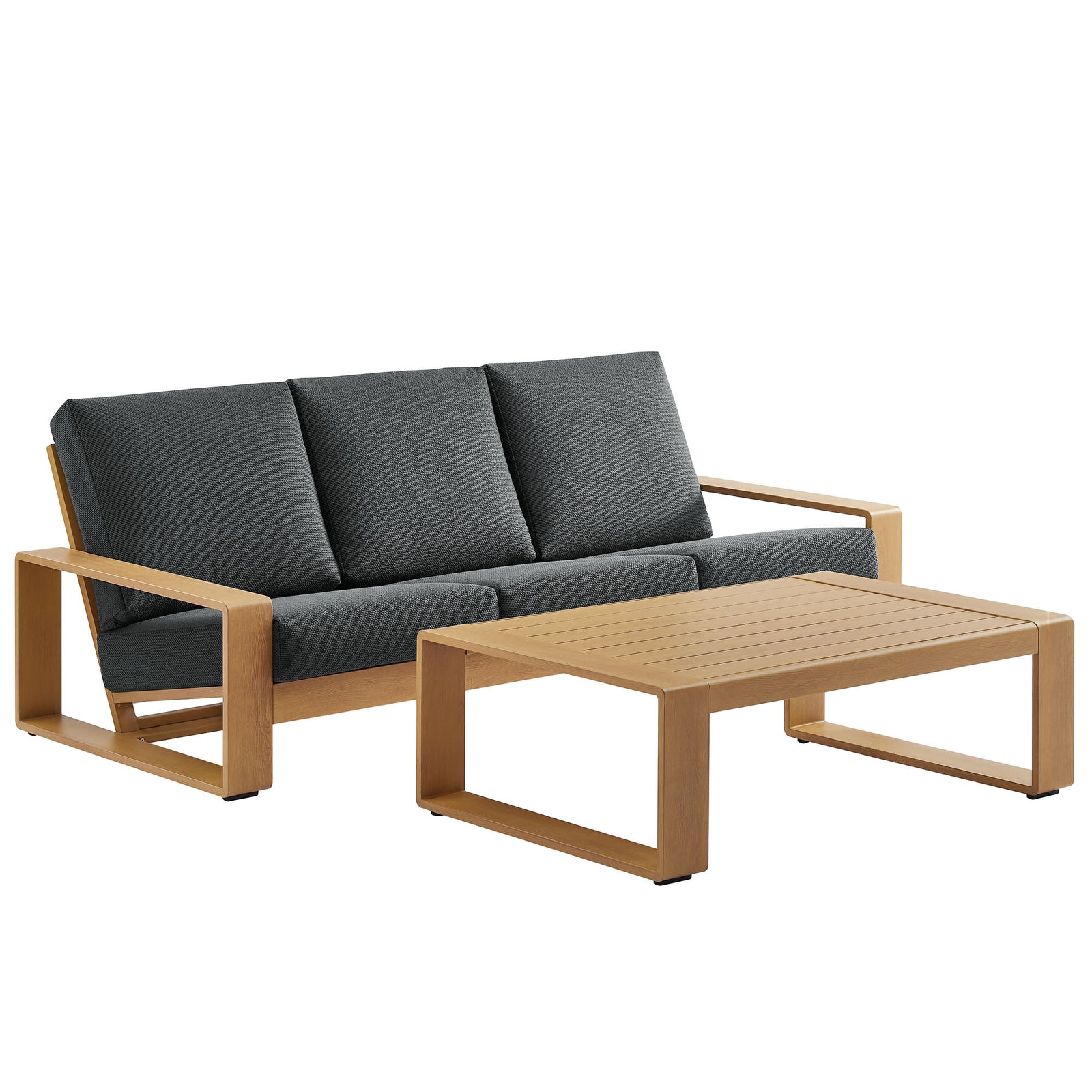 Lirienne 2-Piece Outdoor Patio Aluminum Faux Wood Furniture Set by Modway