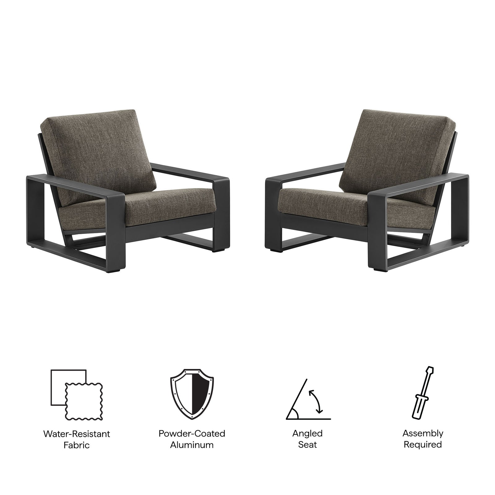 Lirienne Outdoor Patio Aluminum Faux Wood Armchairs Set of 2 by Modway